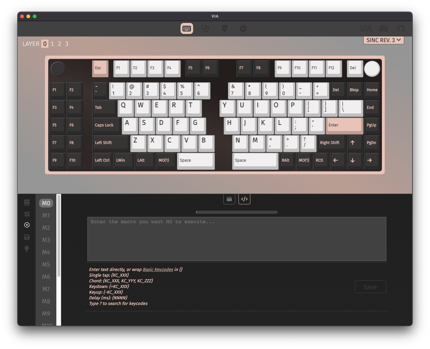 VIA Macros Entry Tab
