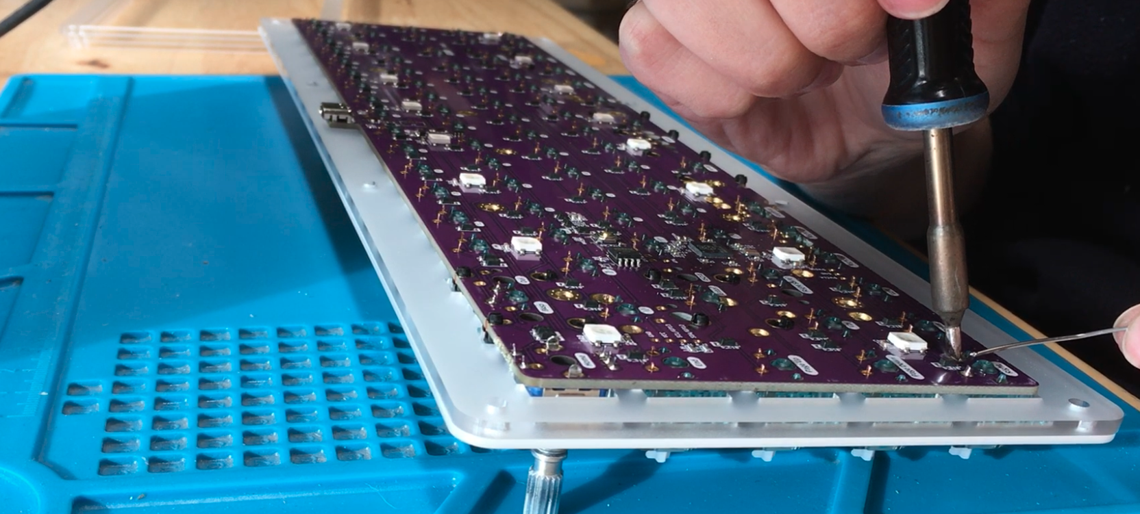 Soldering switches at corners