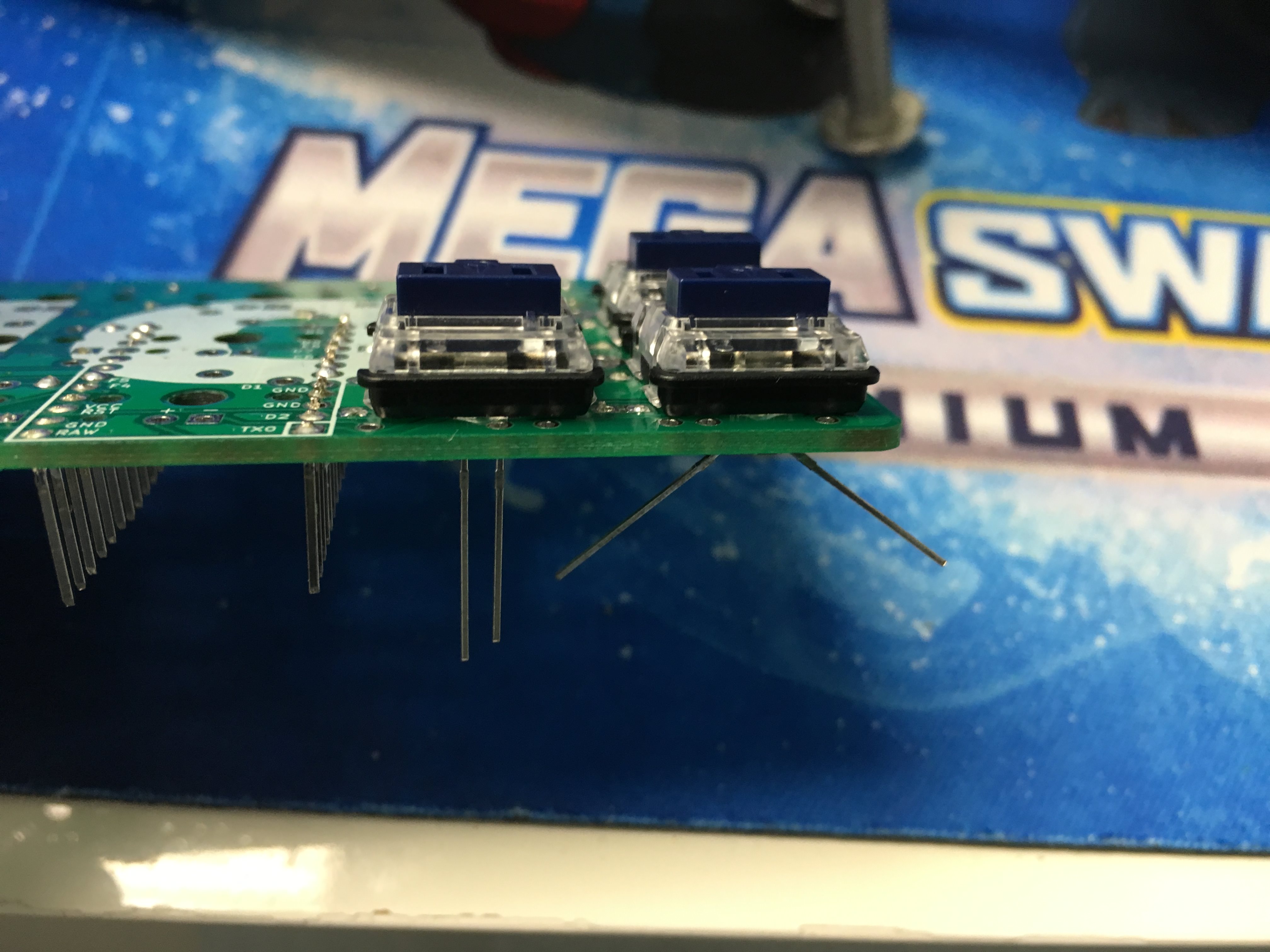Switches installed with LEDs underneath