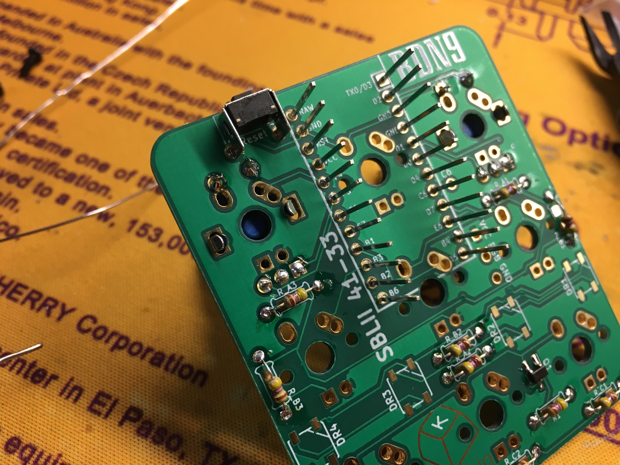 Encoders soldered on PCB