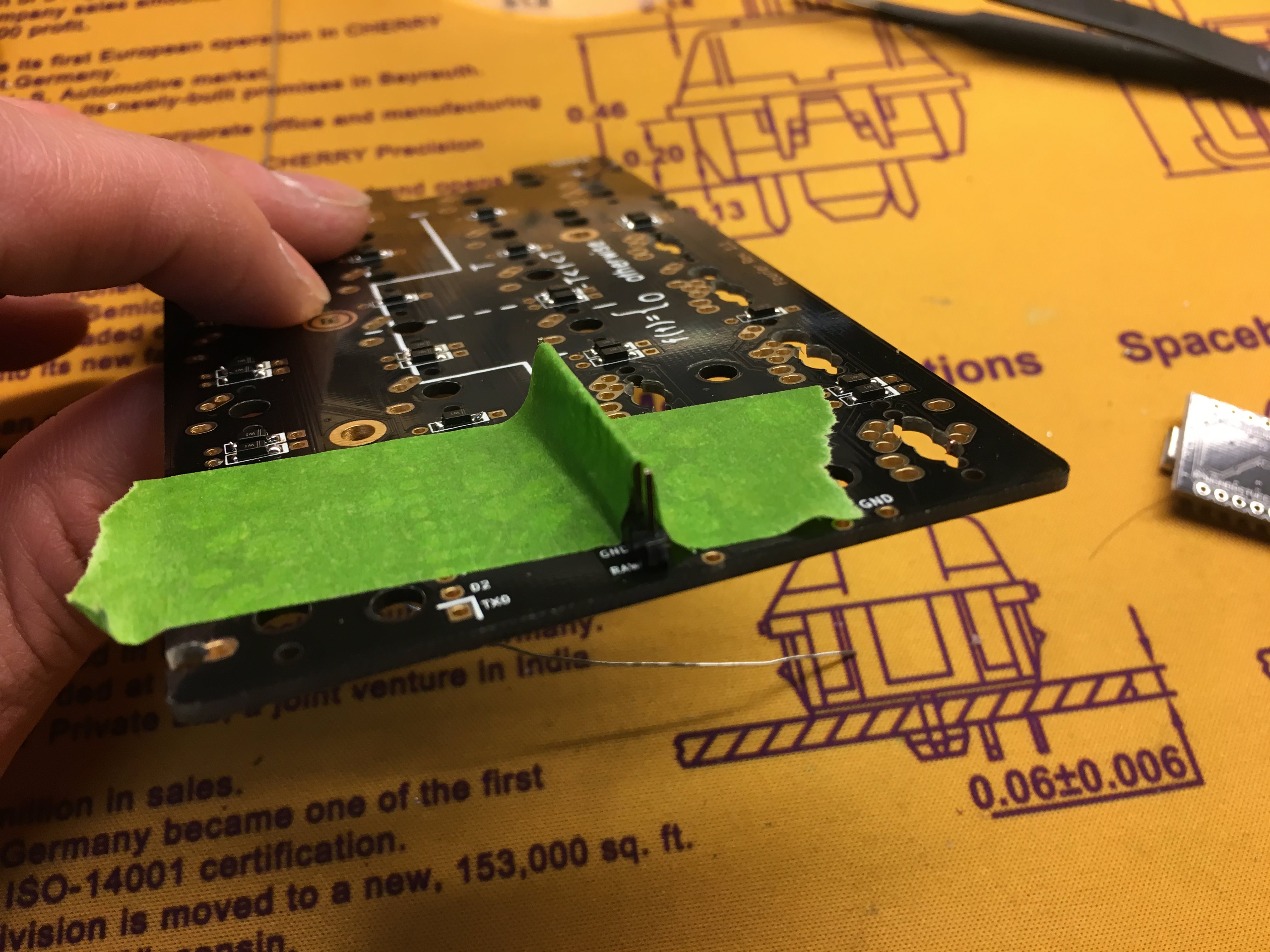 Header Pins Held with Masking Tape