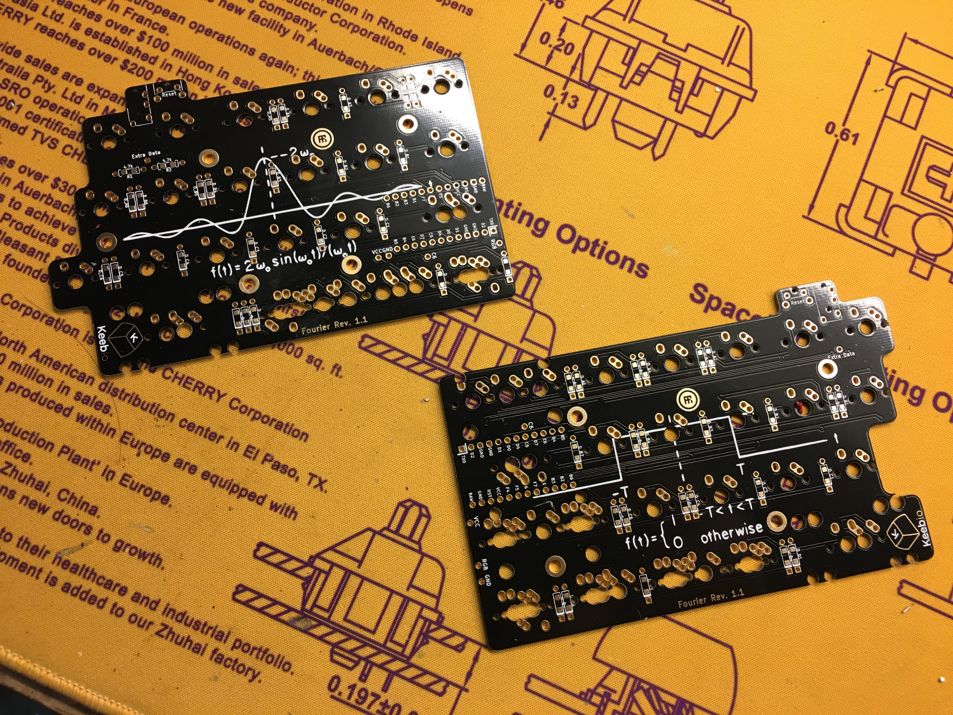 Two Fourier PCBs Bottom Side Up