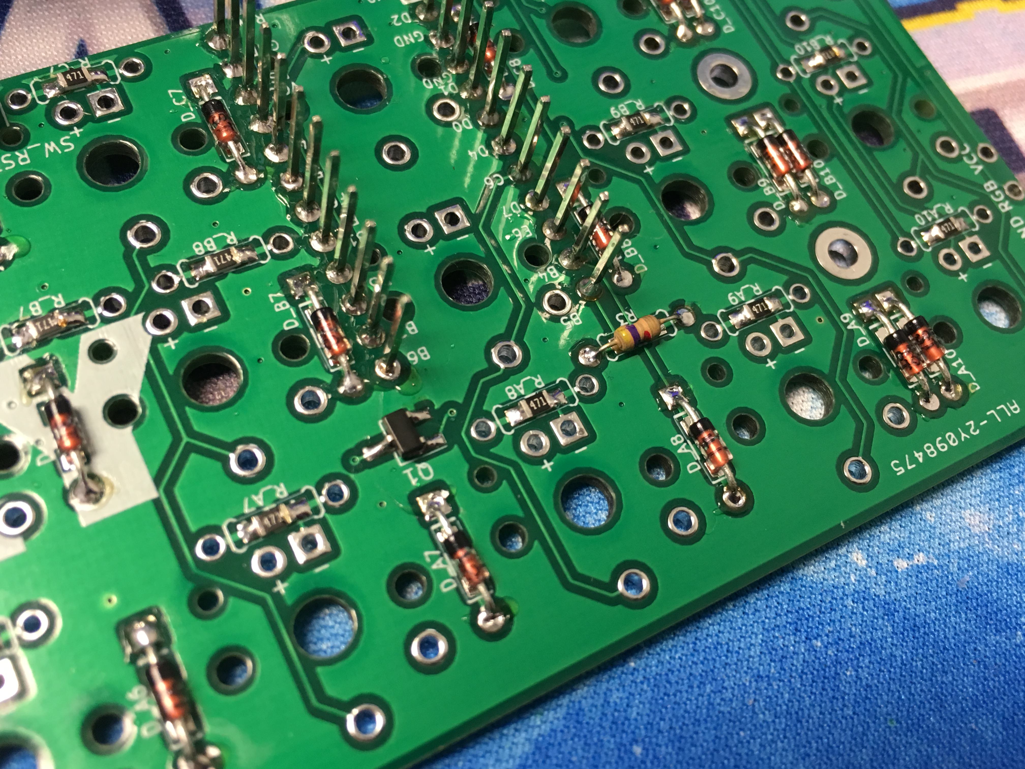 MOSFET and resistors soldered