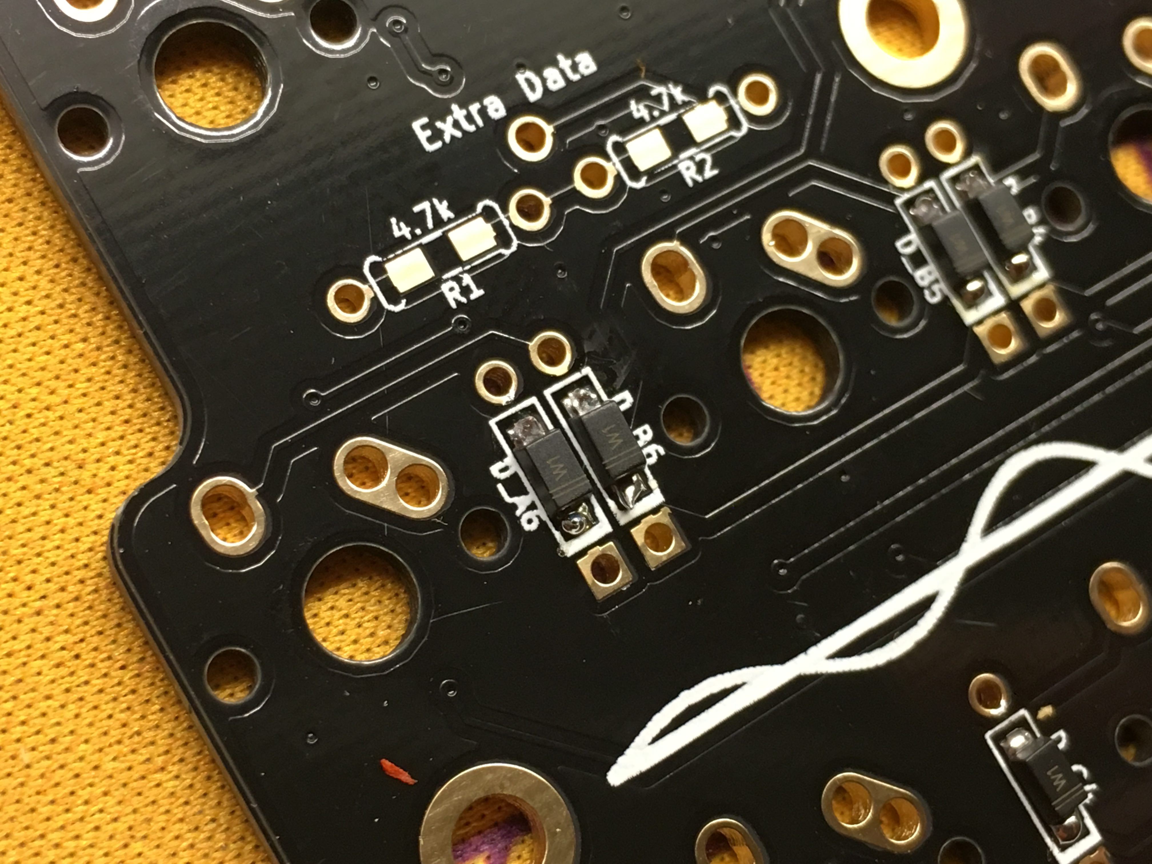 Close-Up of SMD Diodes on PCB