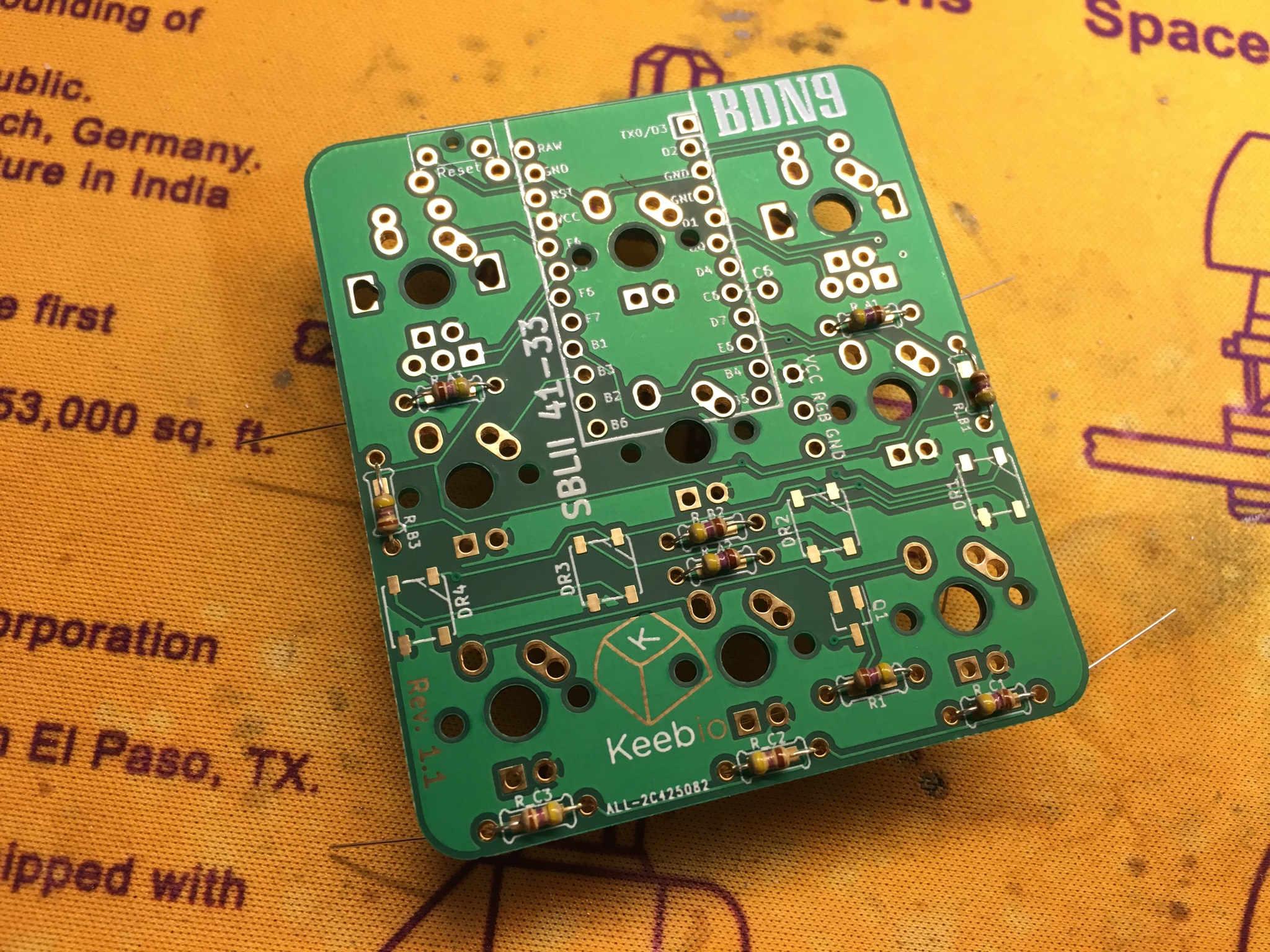 PCB with resistors soldered in