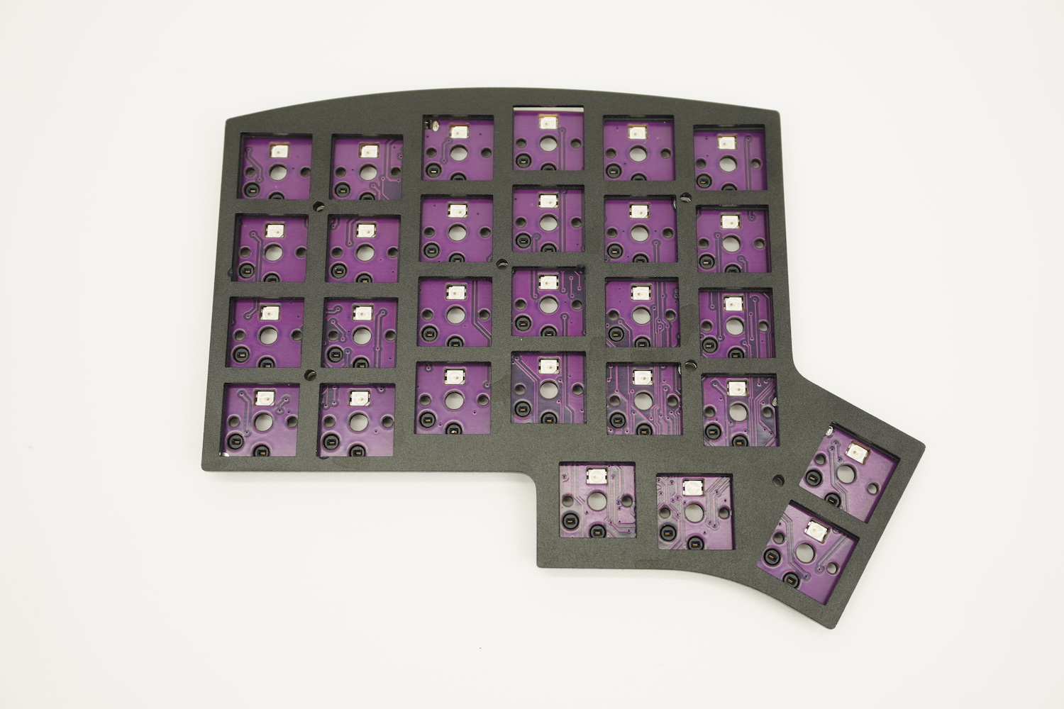 Switch plate placed over poron piece