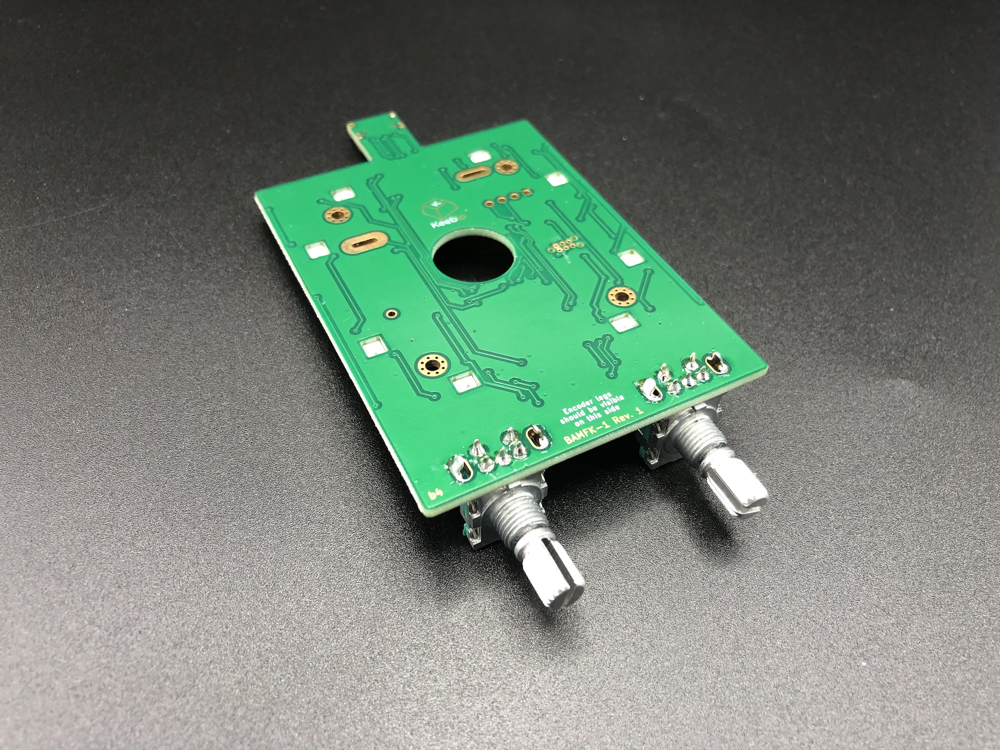 Encoders soldered on PCB bottom view