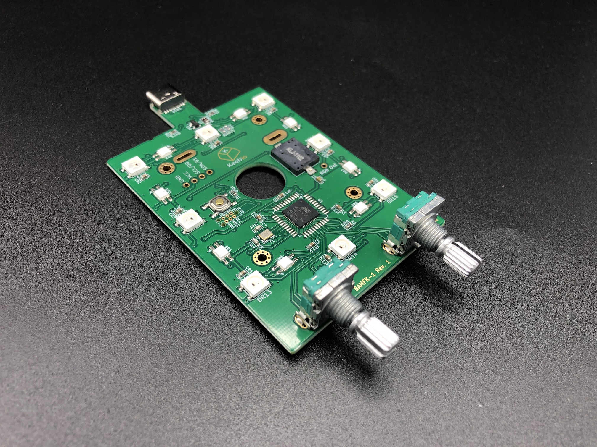 Encoders soldered on PCB top view
