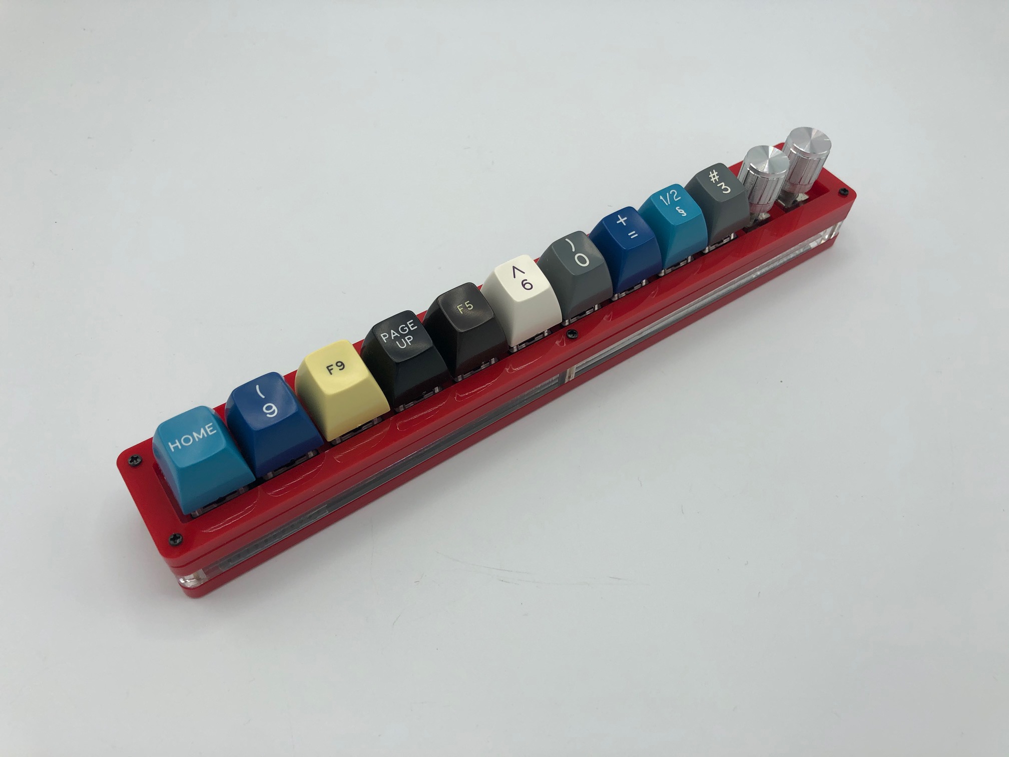 Completed Stick with Keycaps and Knobs