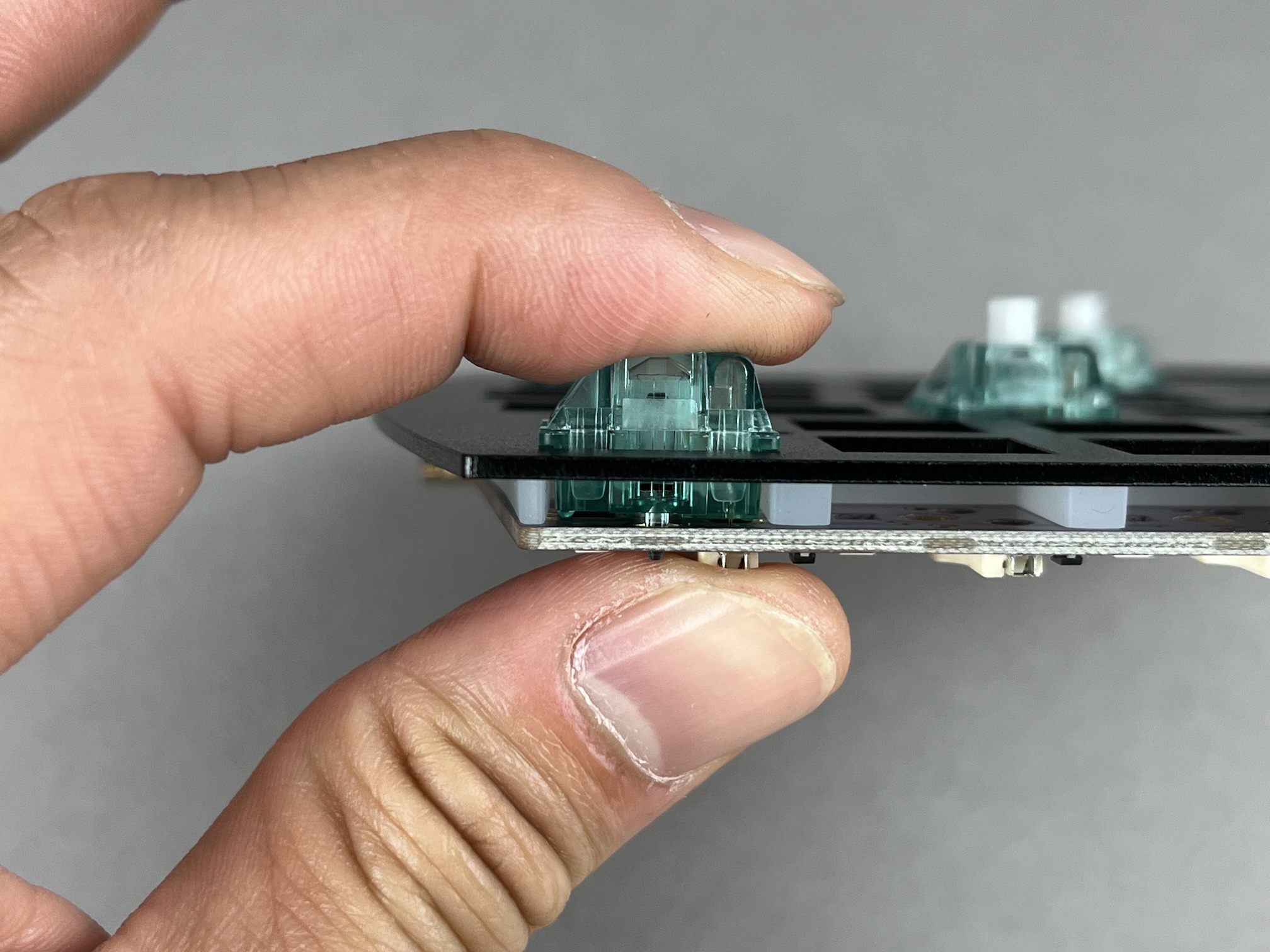Switch flush with plate side view