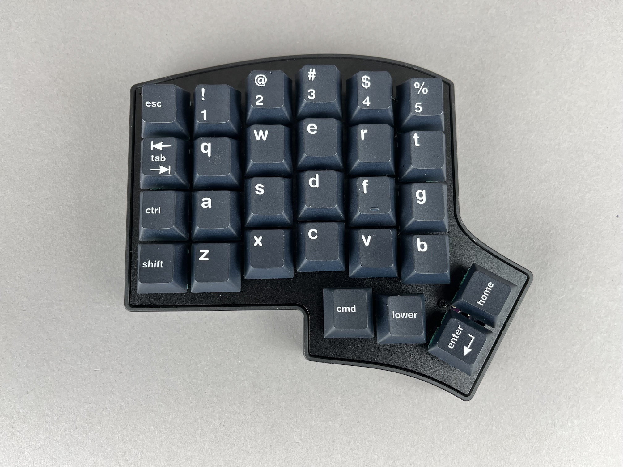 Left half with keycaps installed