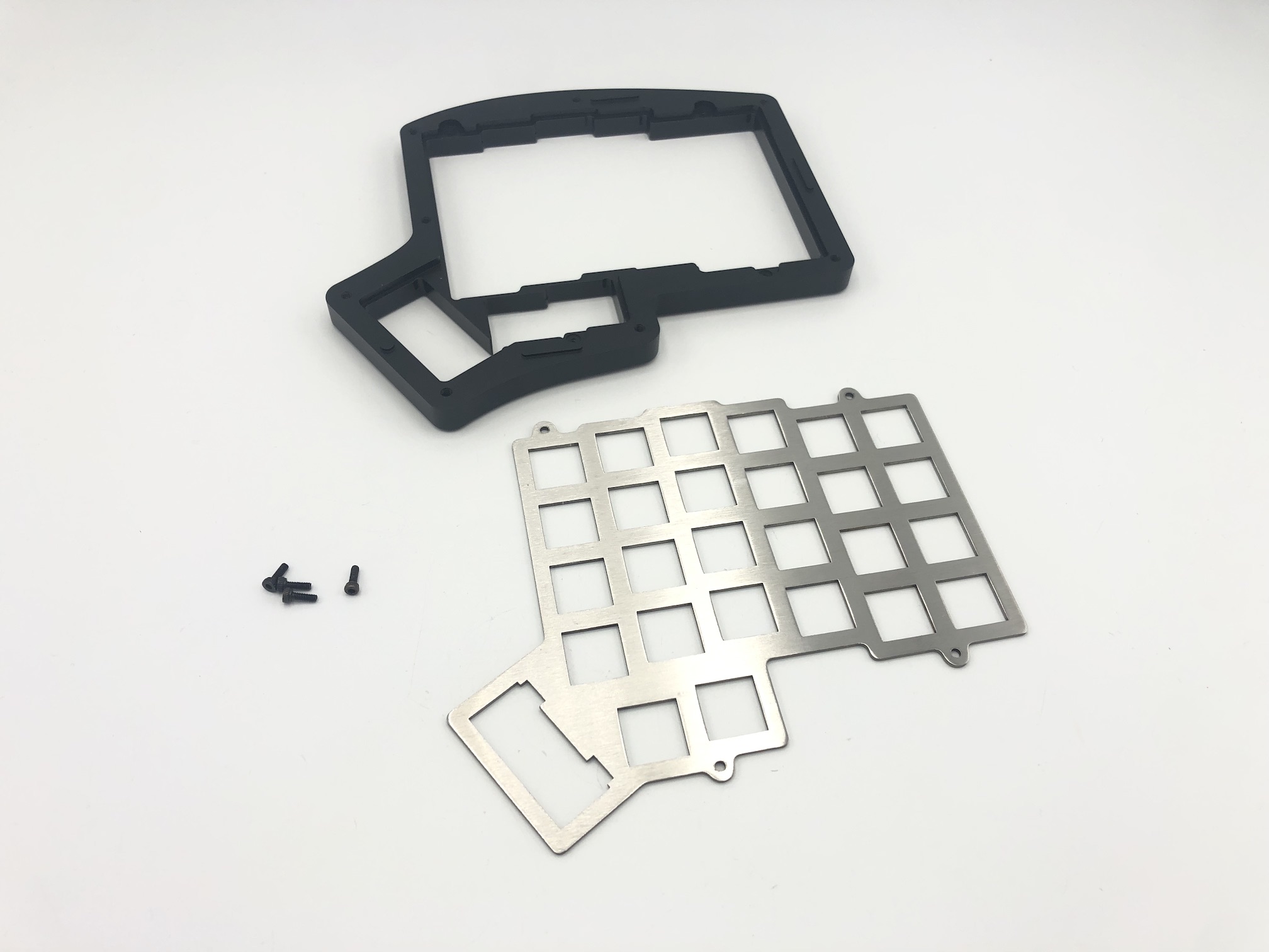 Case frame switch plate and screws disassembled