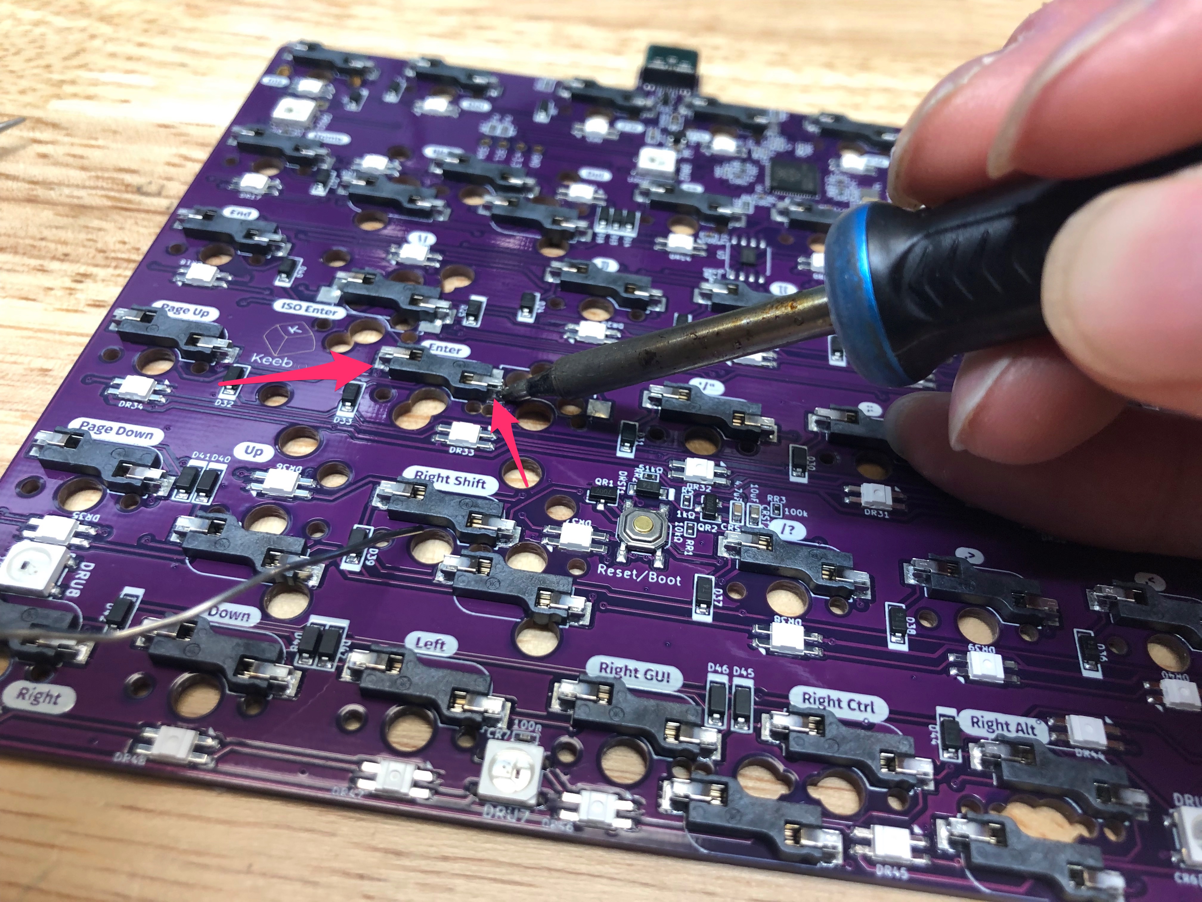 Adding solder to socket pins