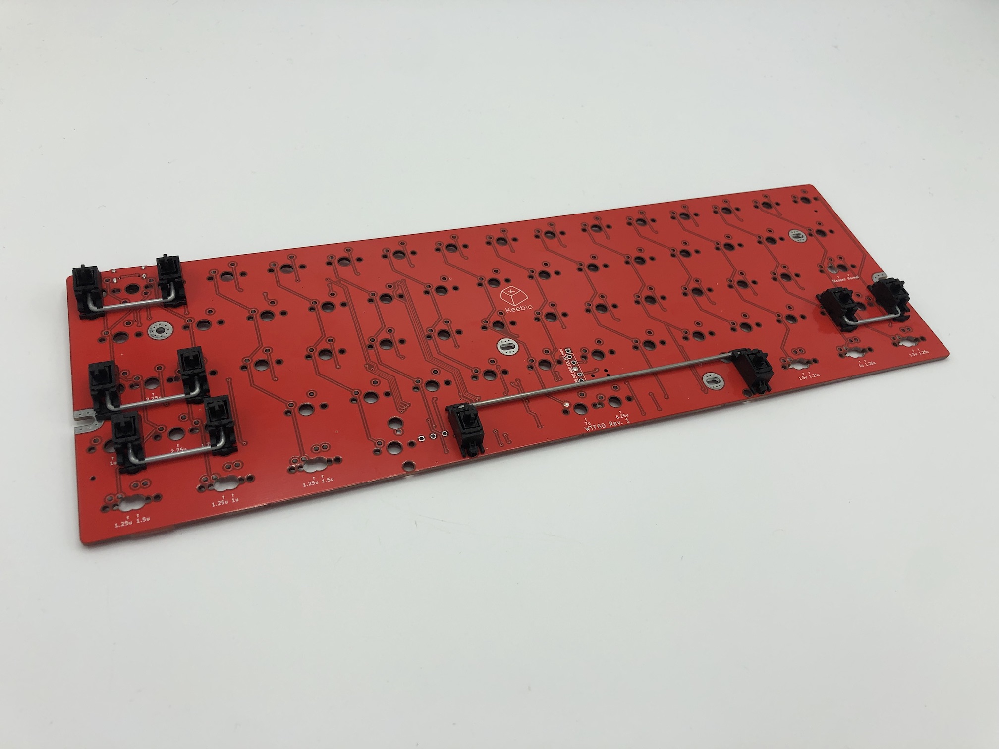 PCB with stabilizers installed
