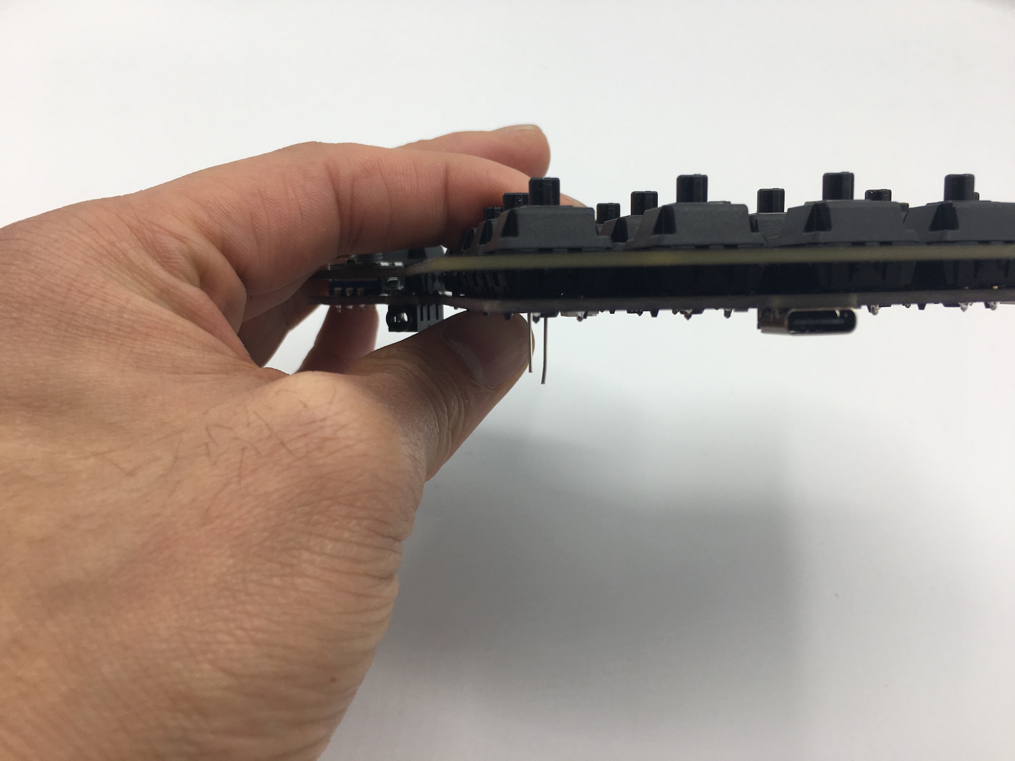 Side view of LED inserted through PCB