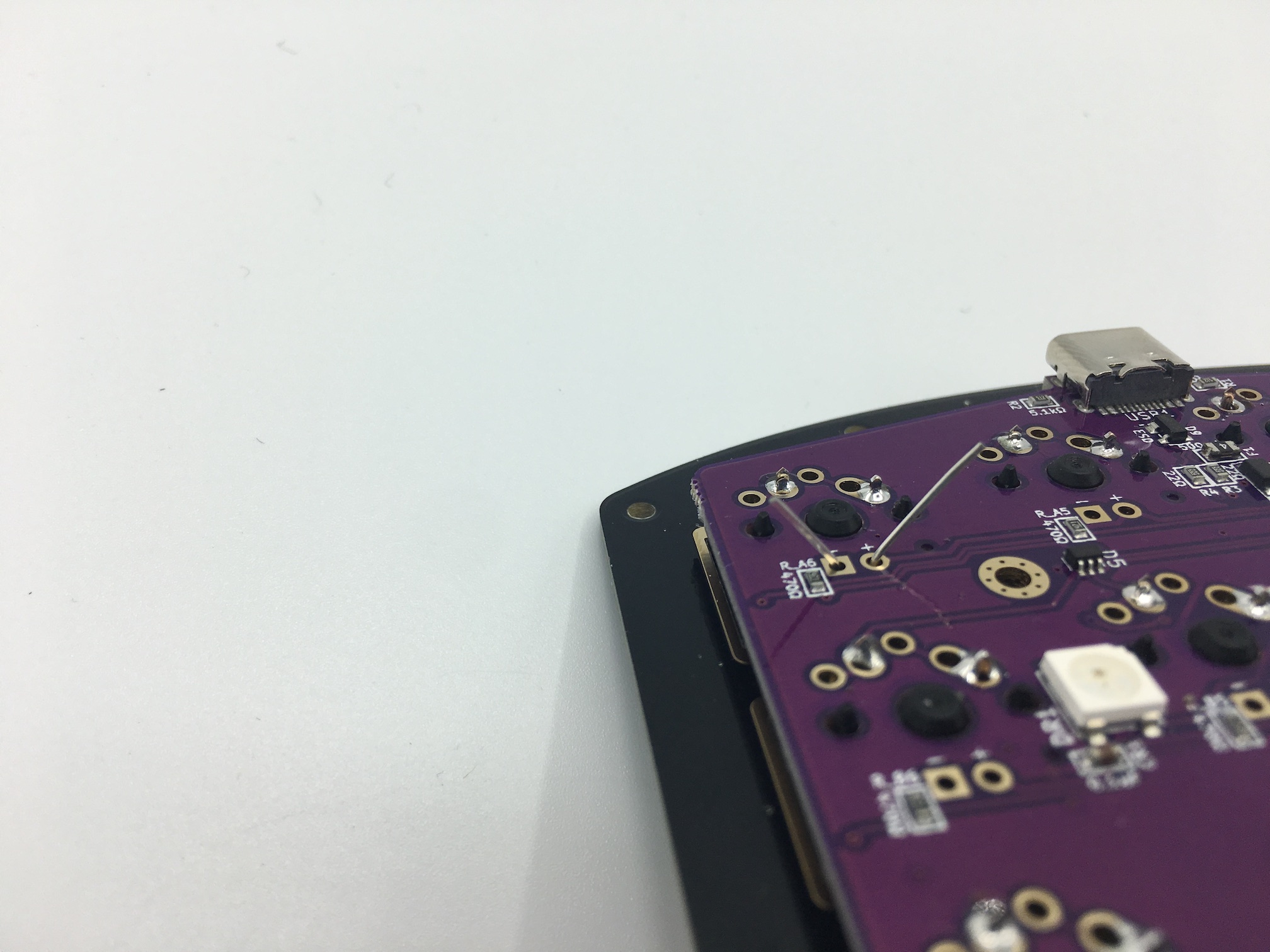 LED legs bent out on PCB underside