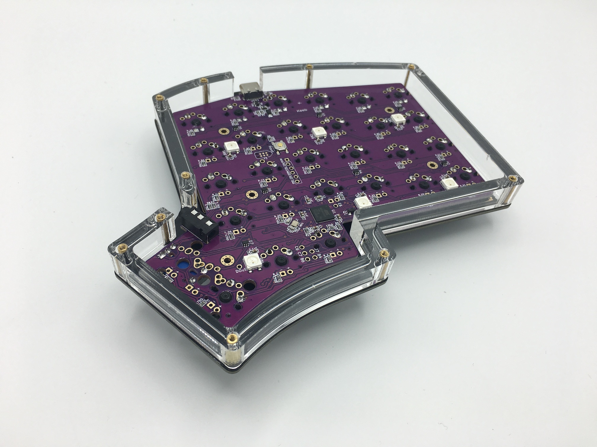 Acrylic middle layer around standoffs