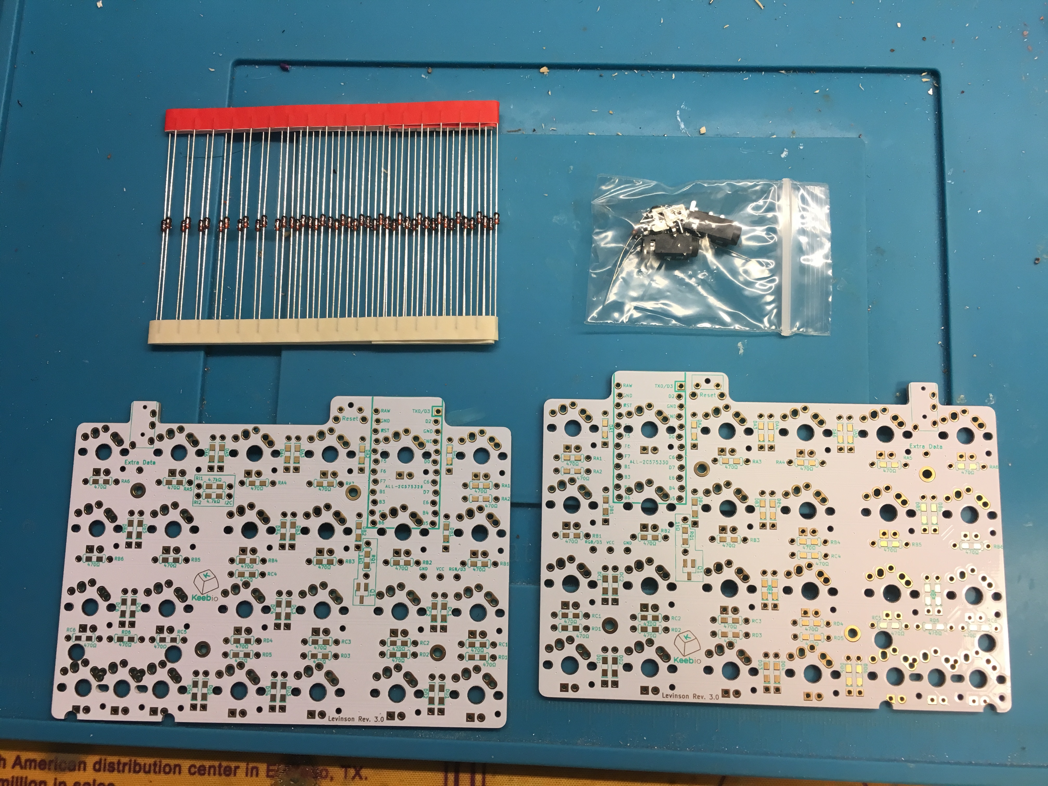 Levinson Rev. 3 PCBs, diodes, and transistors laid out