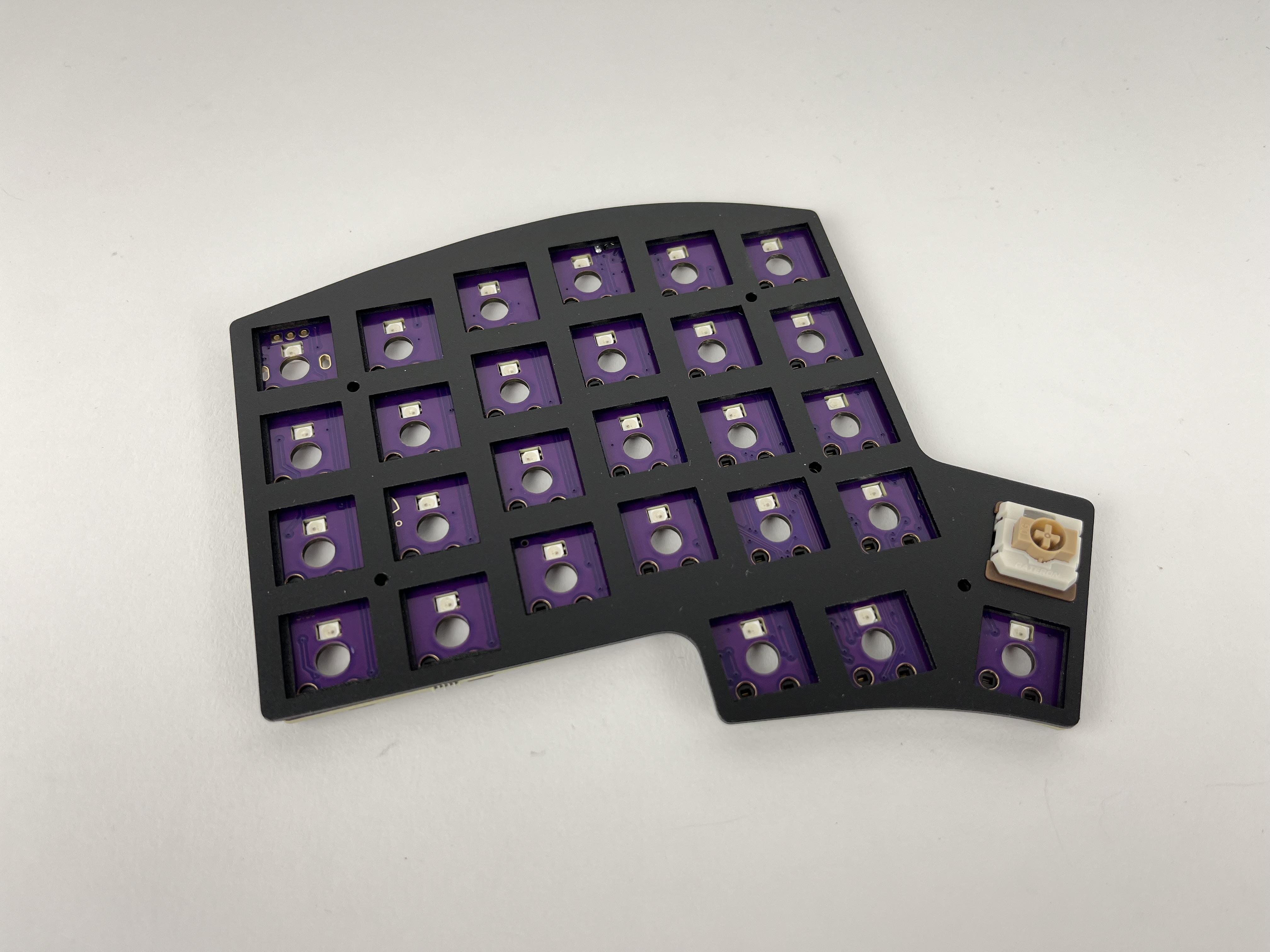 Inner thumb switch inserted in plate