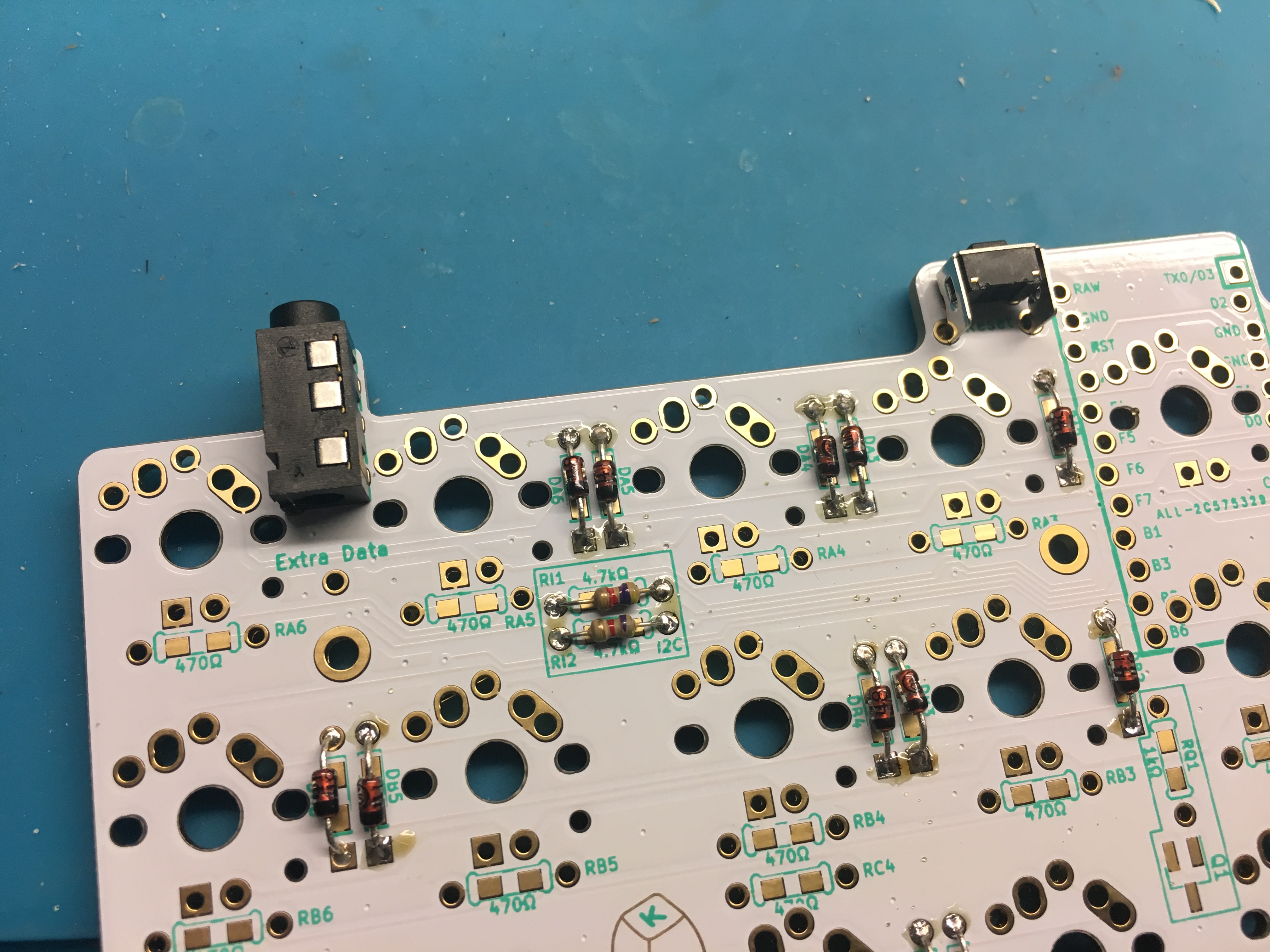 TRRS Jack and Reset Button on PCB
