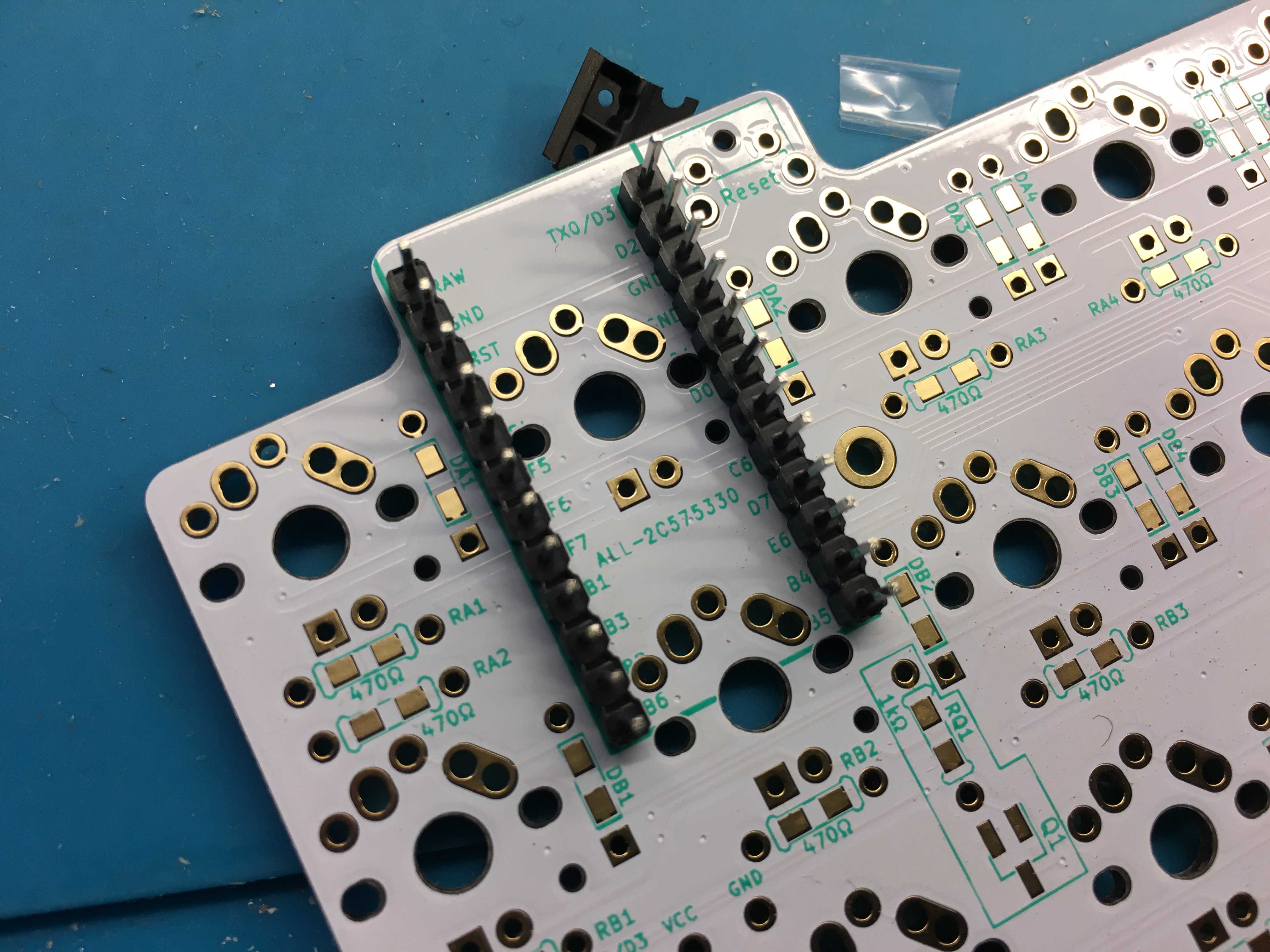 Header Pins Inserted in Right PCB