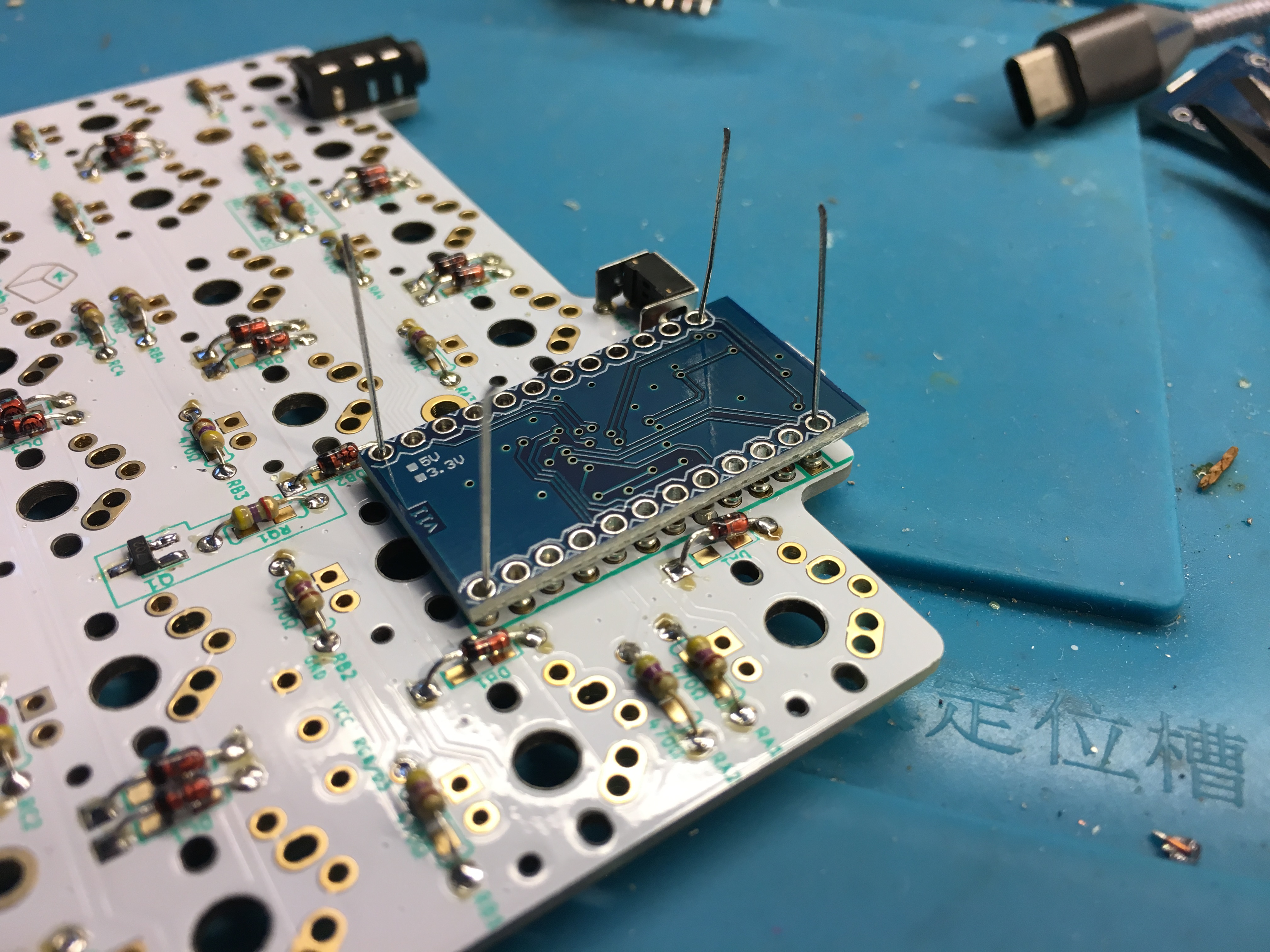 Pro Micro with Diode Legs in Sockets
