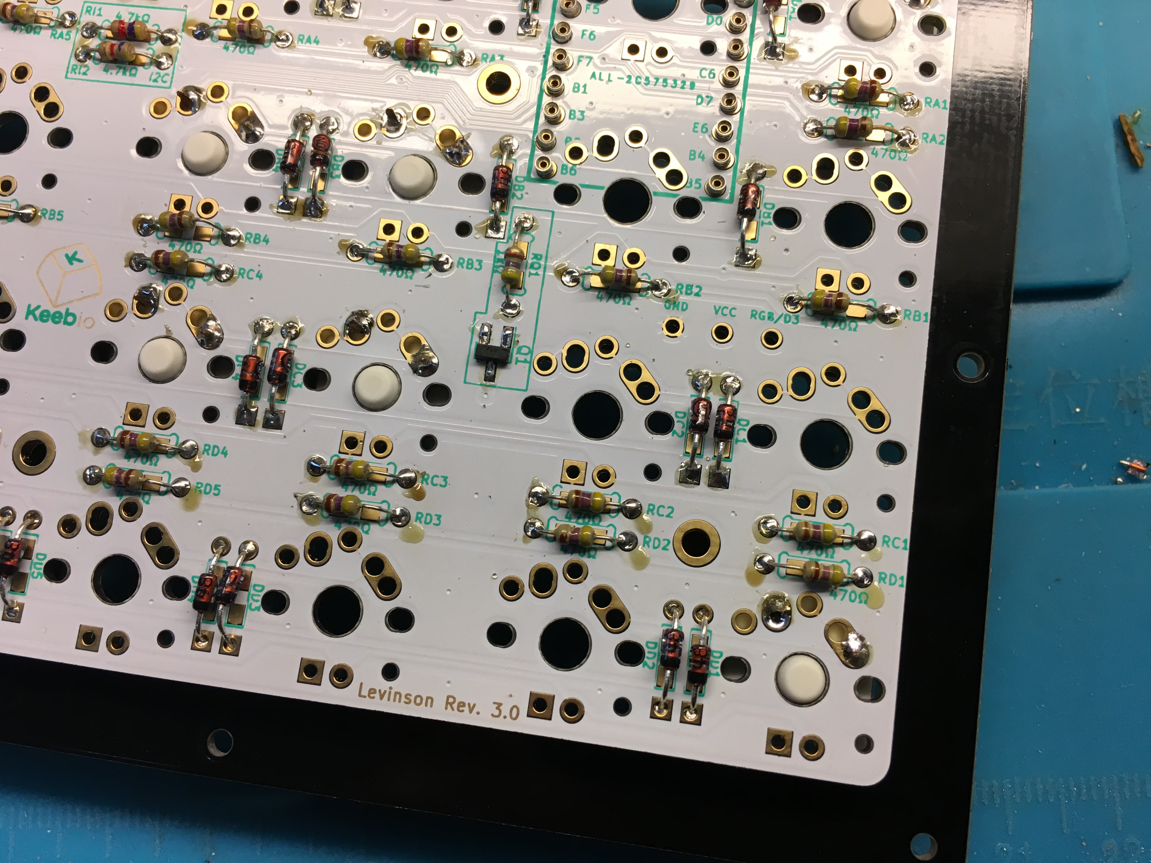 Corner Switches Soldered on PCB