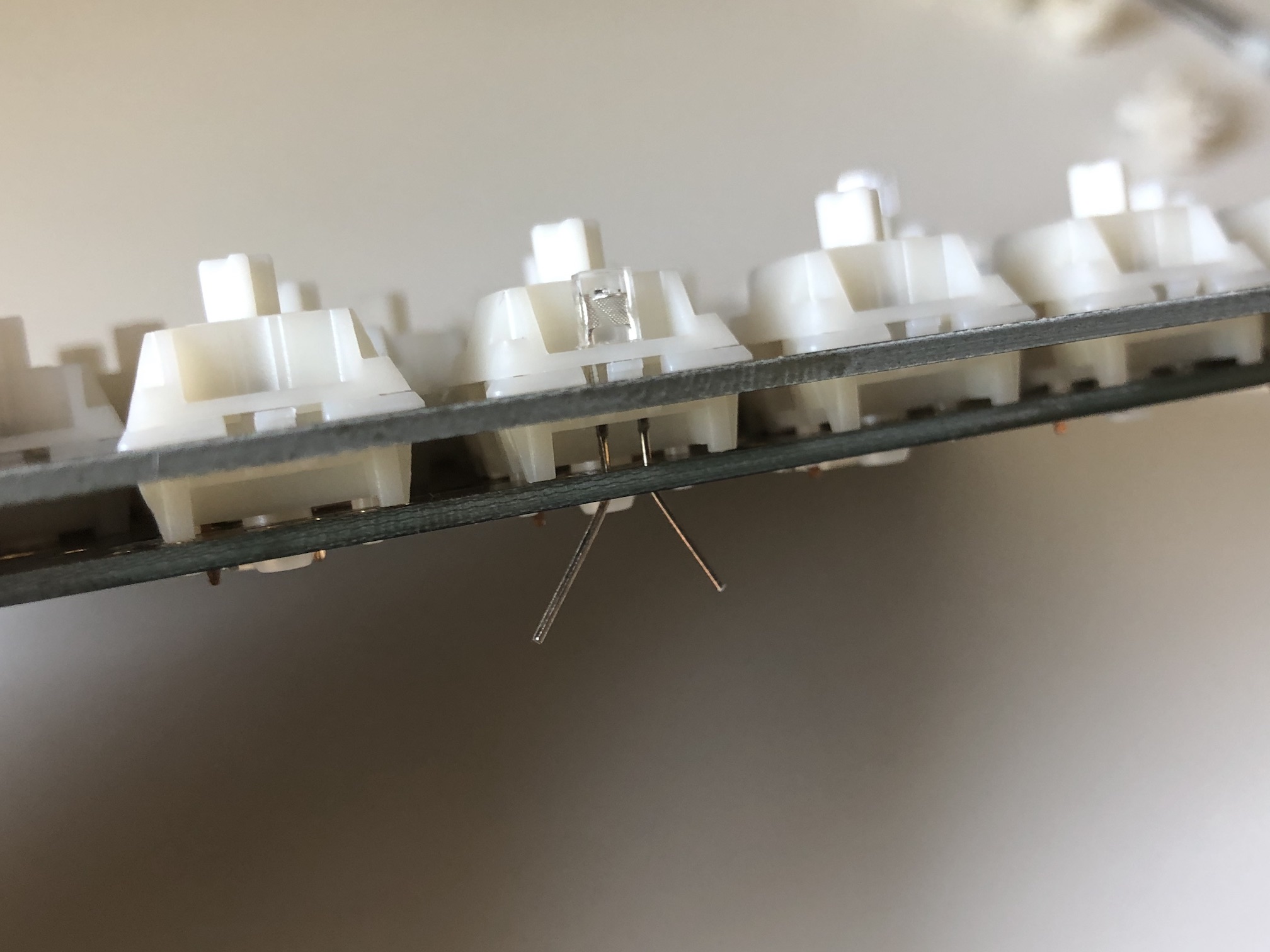 LED legs bent out on PCB underside