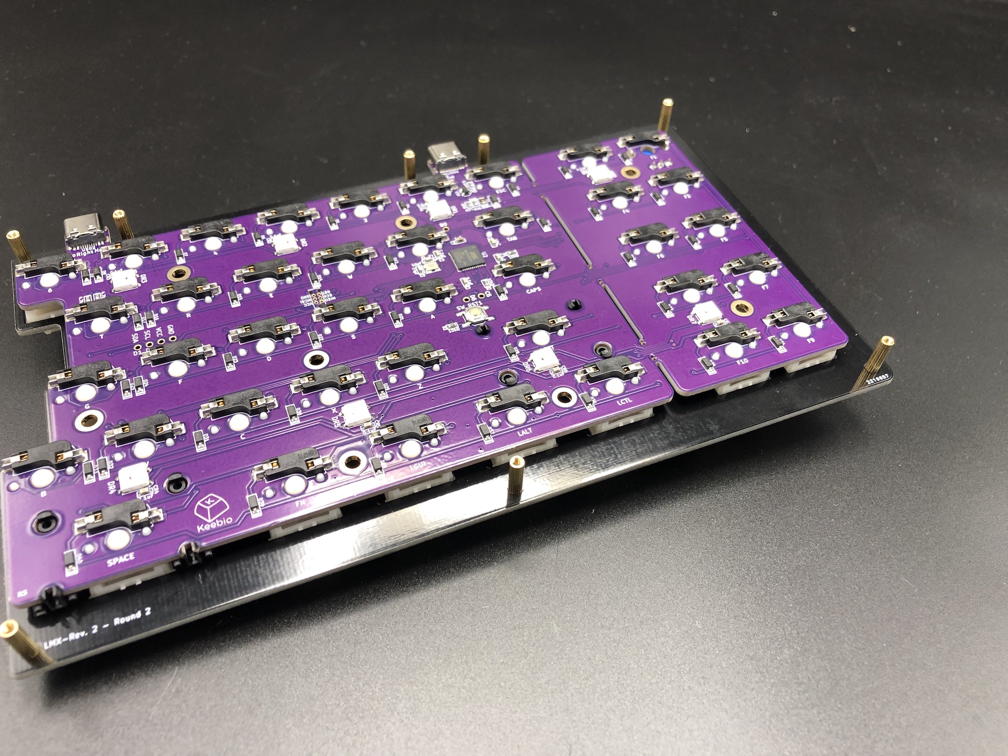 PCB underside with standoffs attached