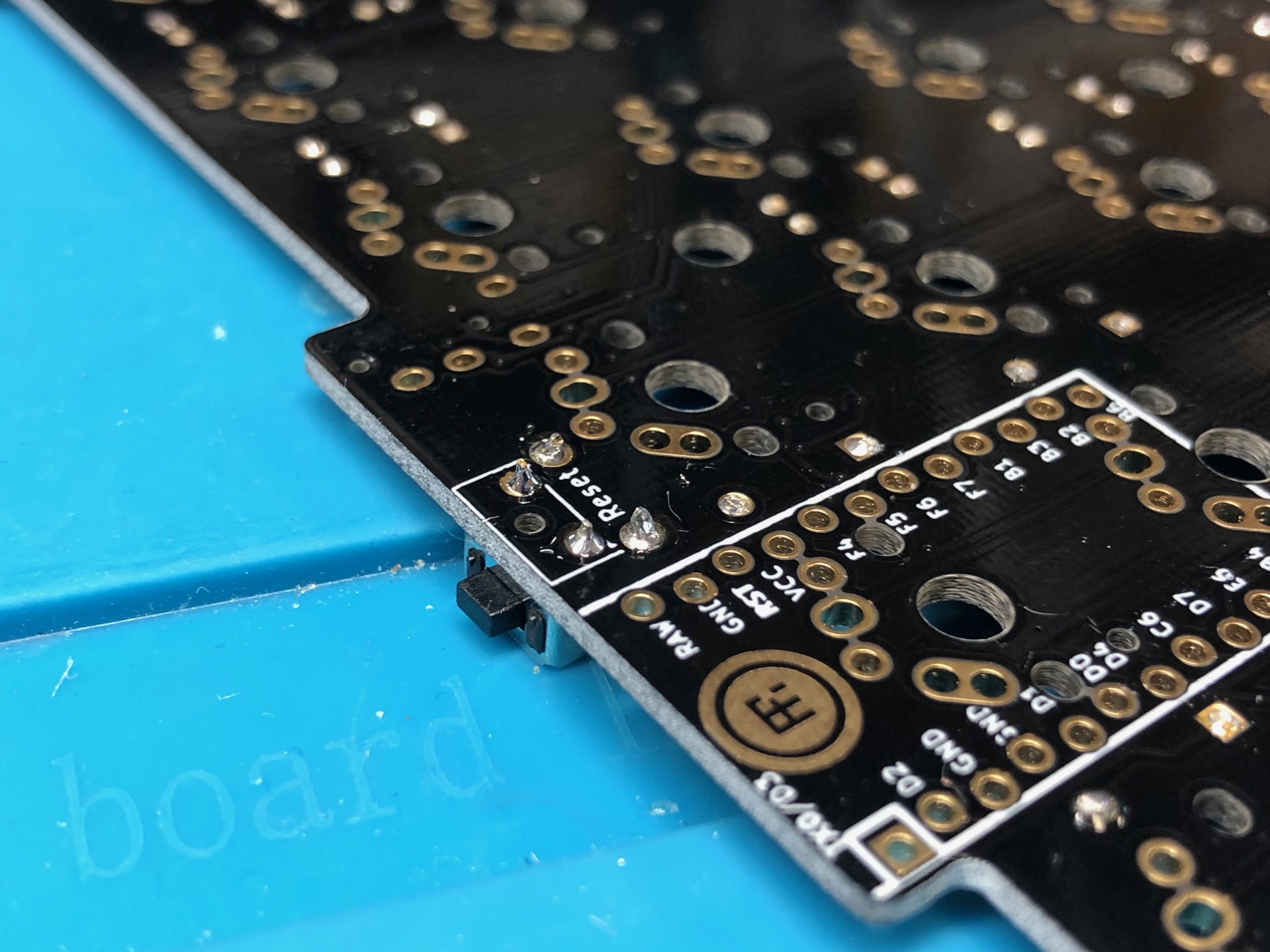 Reset Button Soldered on PCB