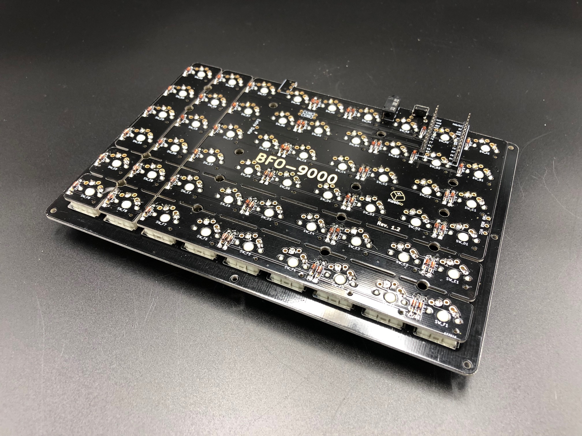 PCB Underside with Switches Soldered