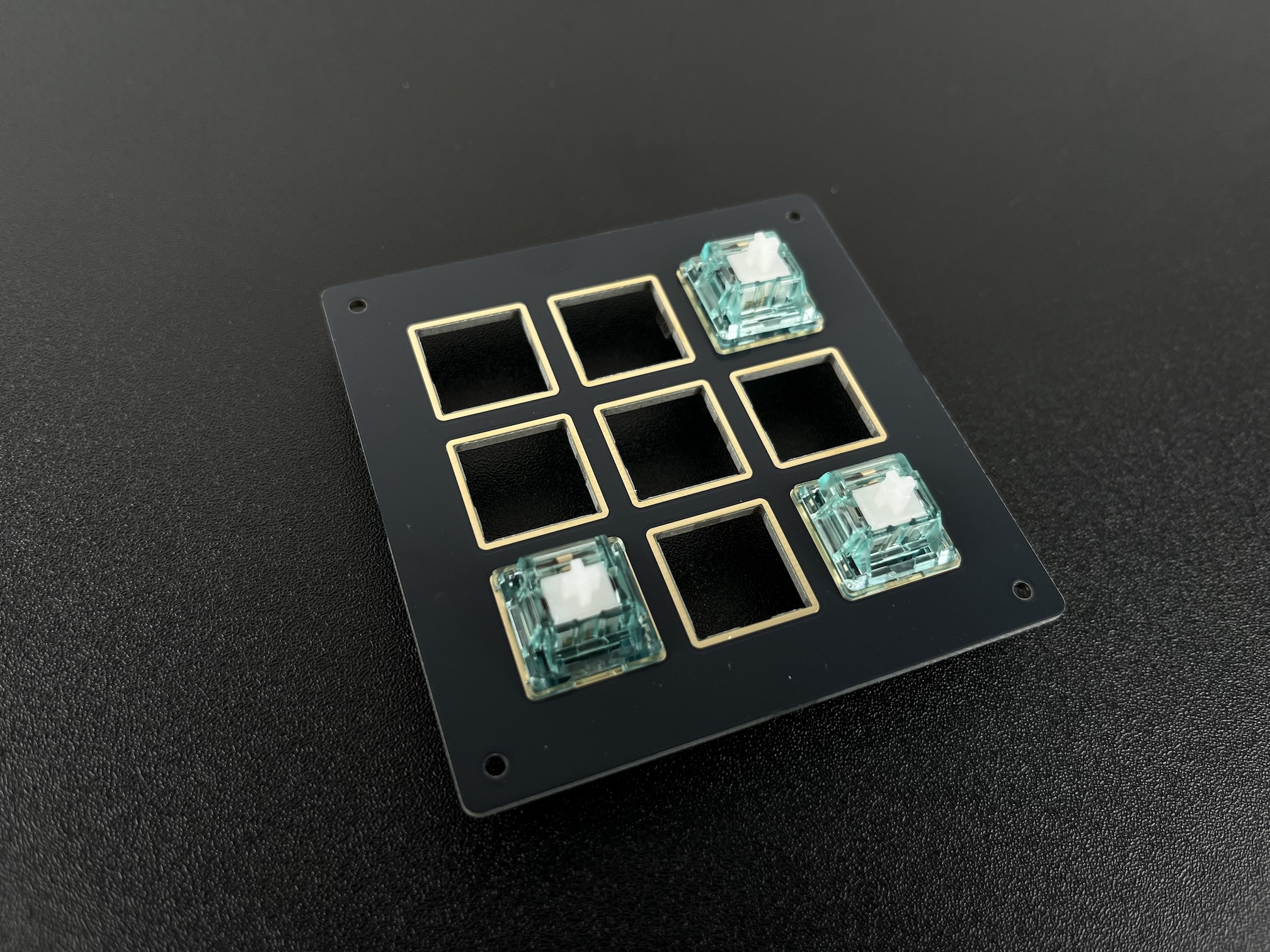 Corner switches inserted in plate