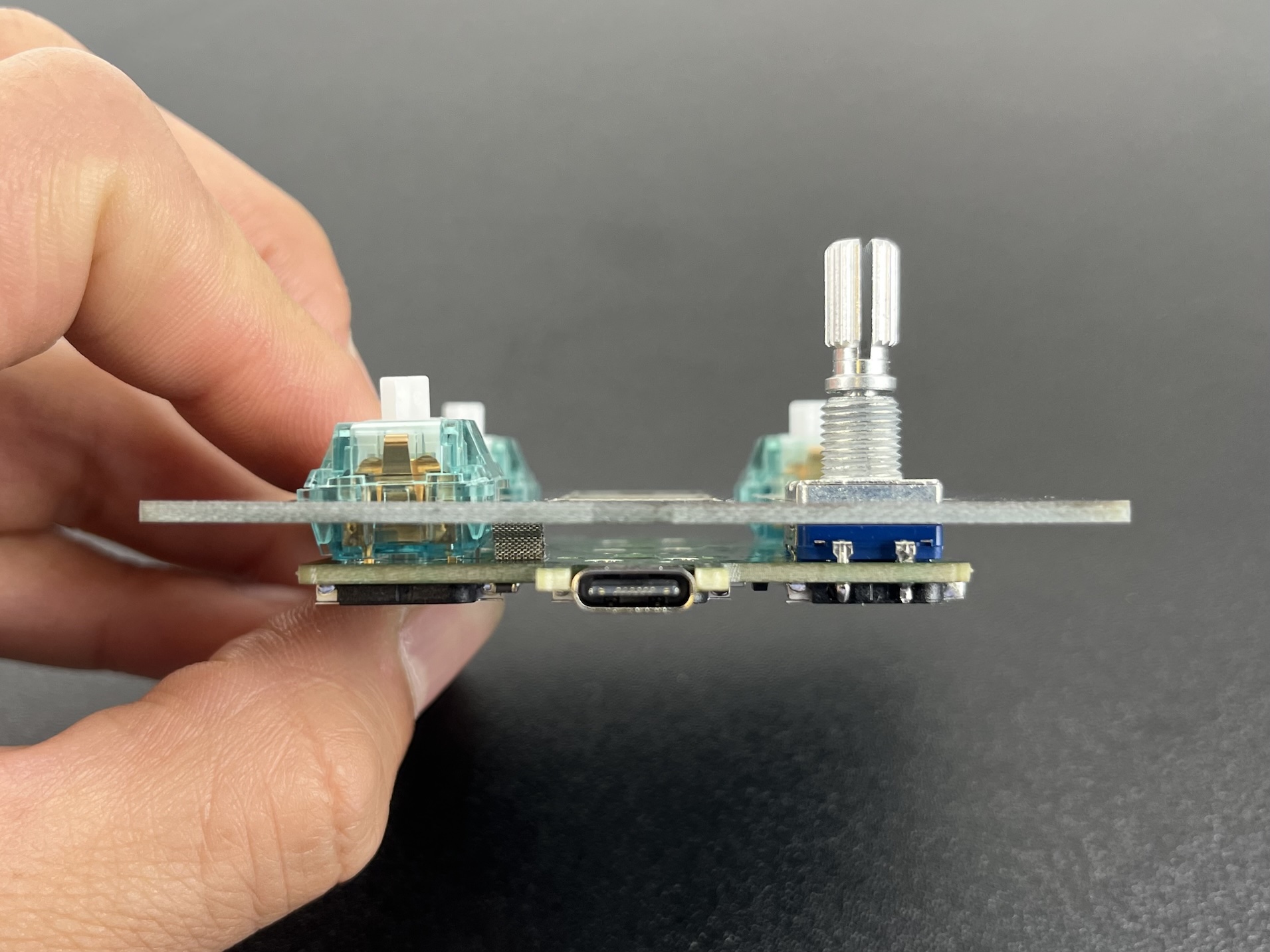 Side view of switch seated in socket