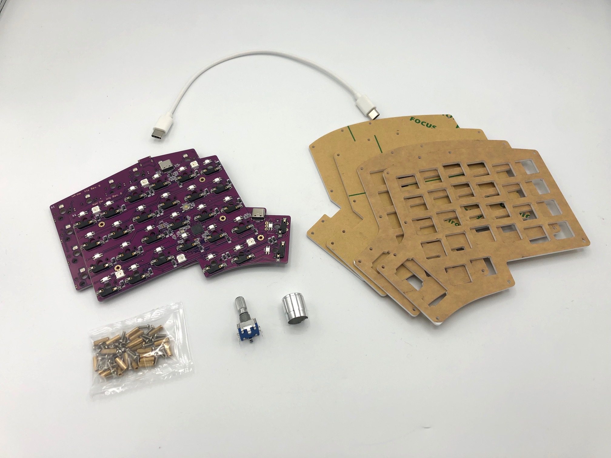 Iris Rev. 6 Kit Parts Laid Out