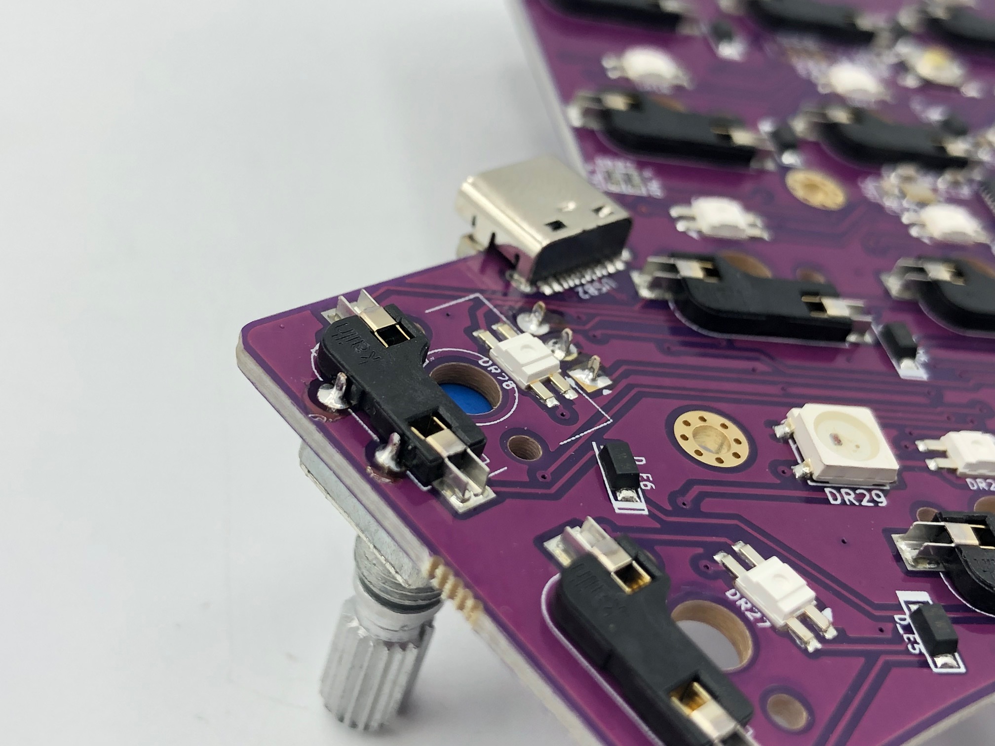PCB underside with encoder soldered