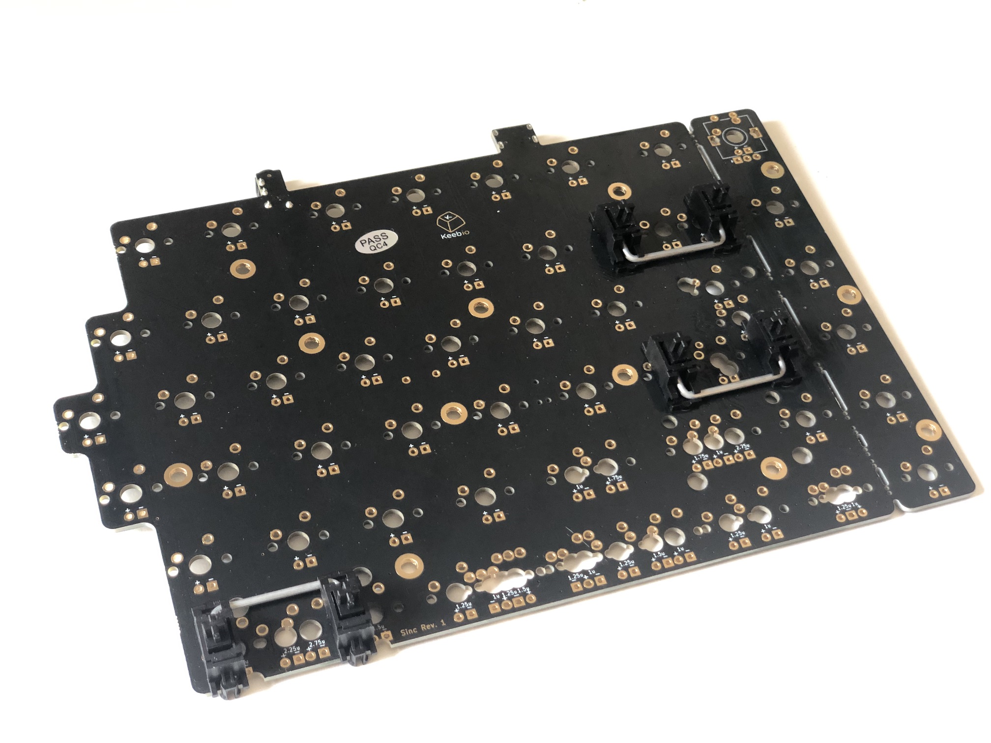 PCB underside with stabilizers installed