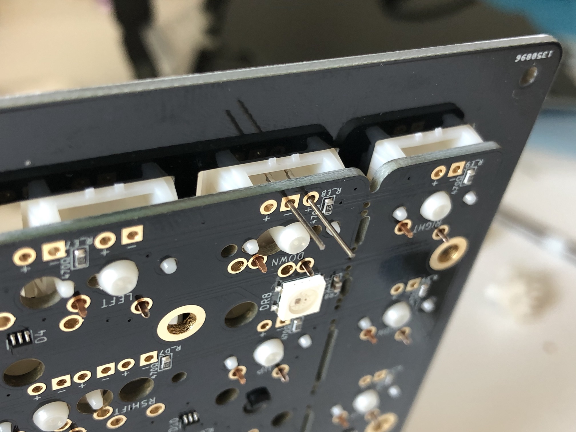LED soldered with legs bent out