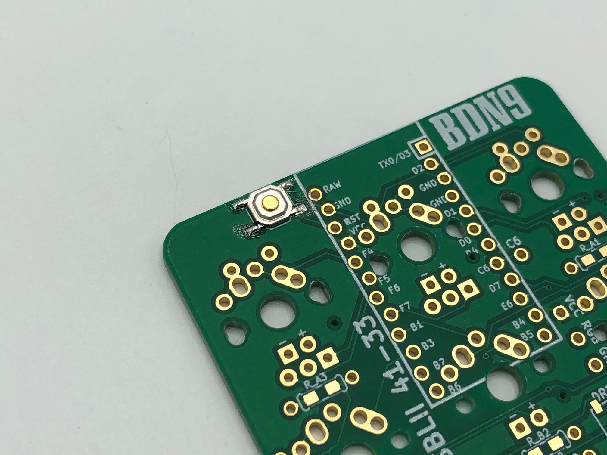Reset Switch Fully Soldered on PCB