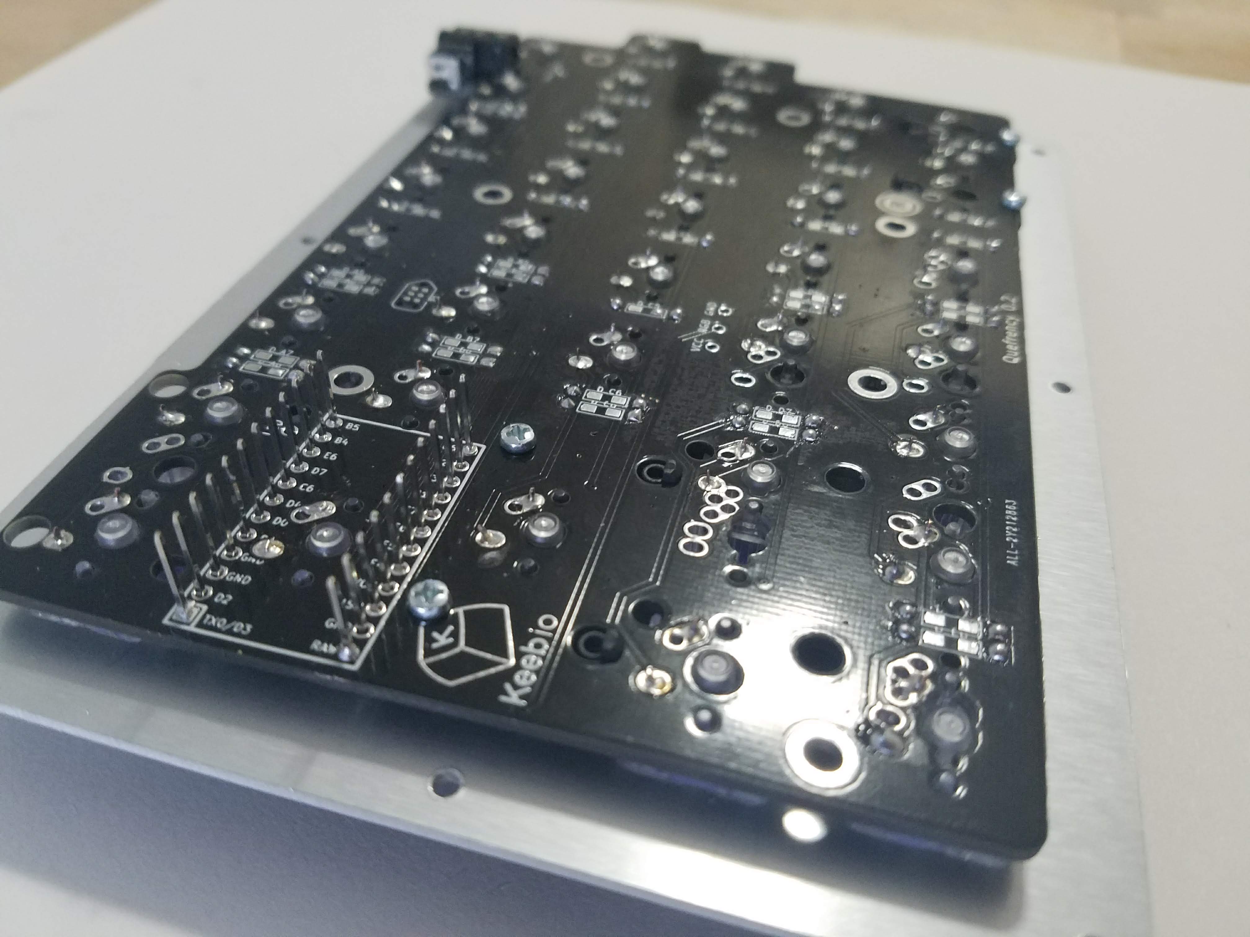 Pro Micro held with LEDs lit while flashing
