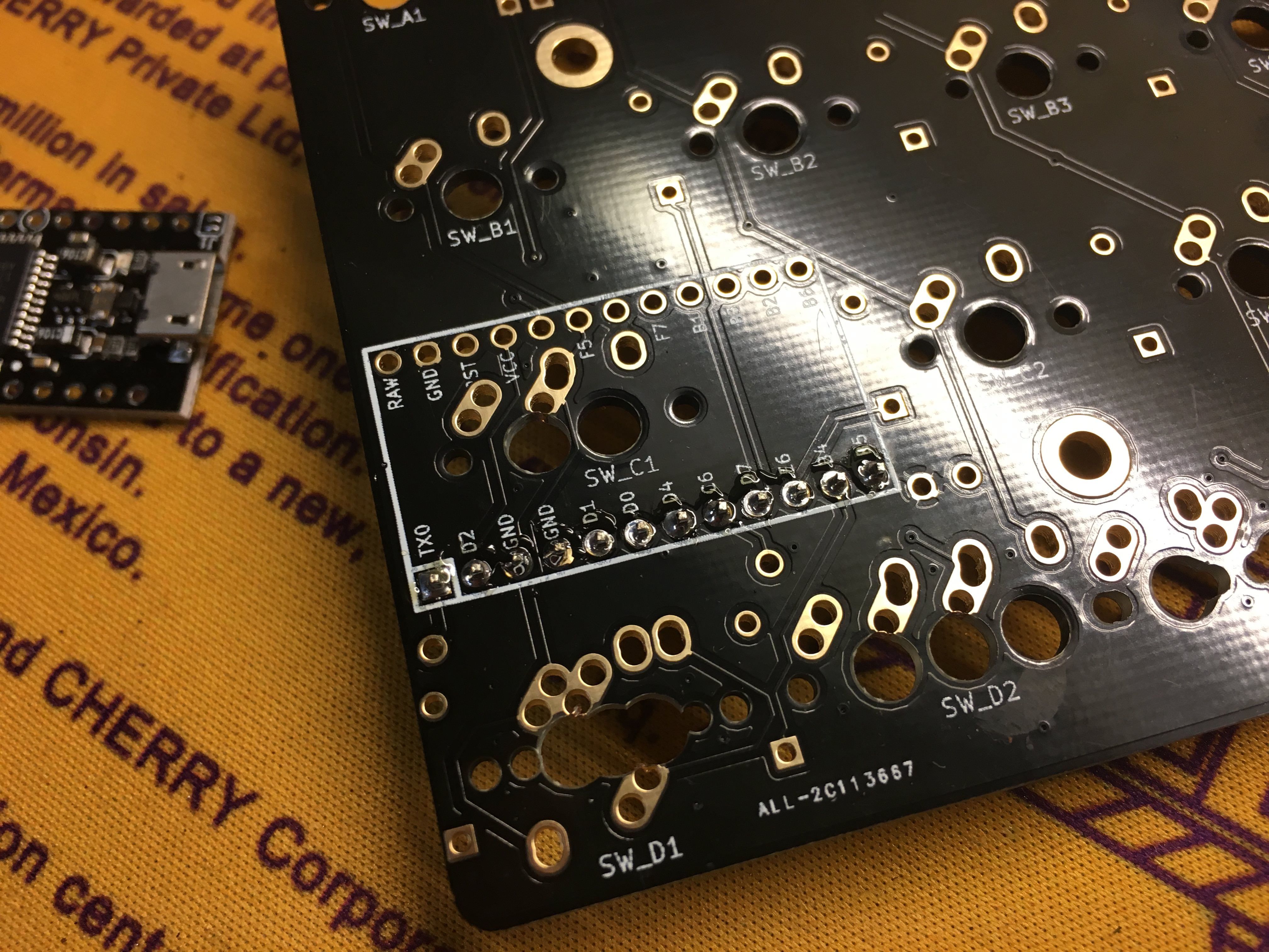 PCB with First Header Row Aligned