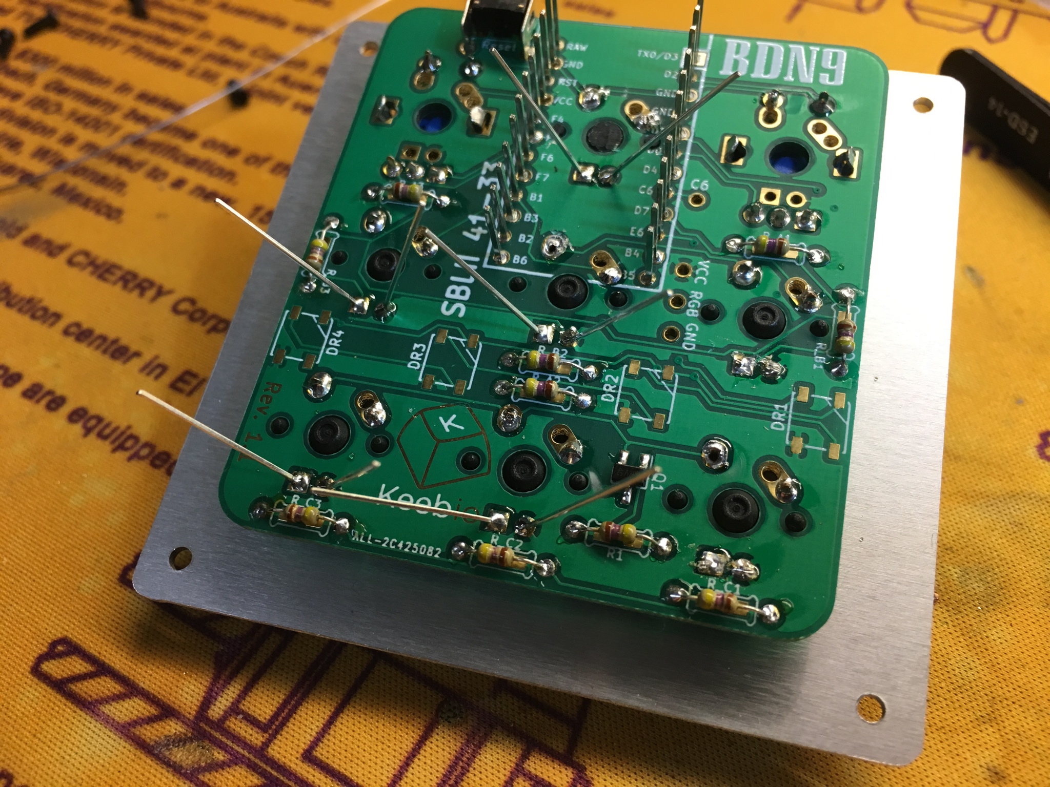 LED legs bent out ready to solder