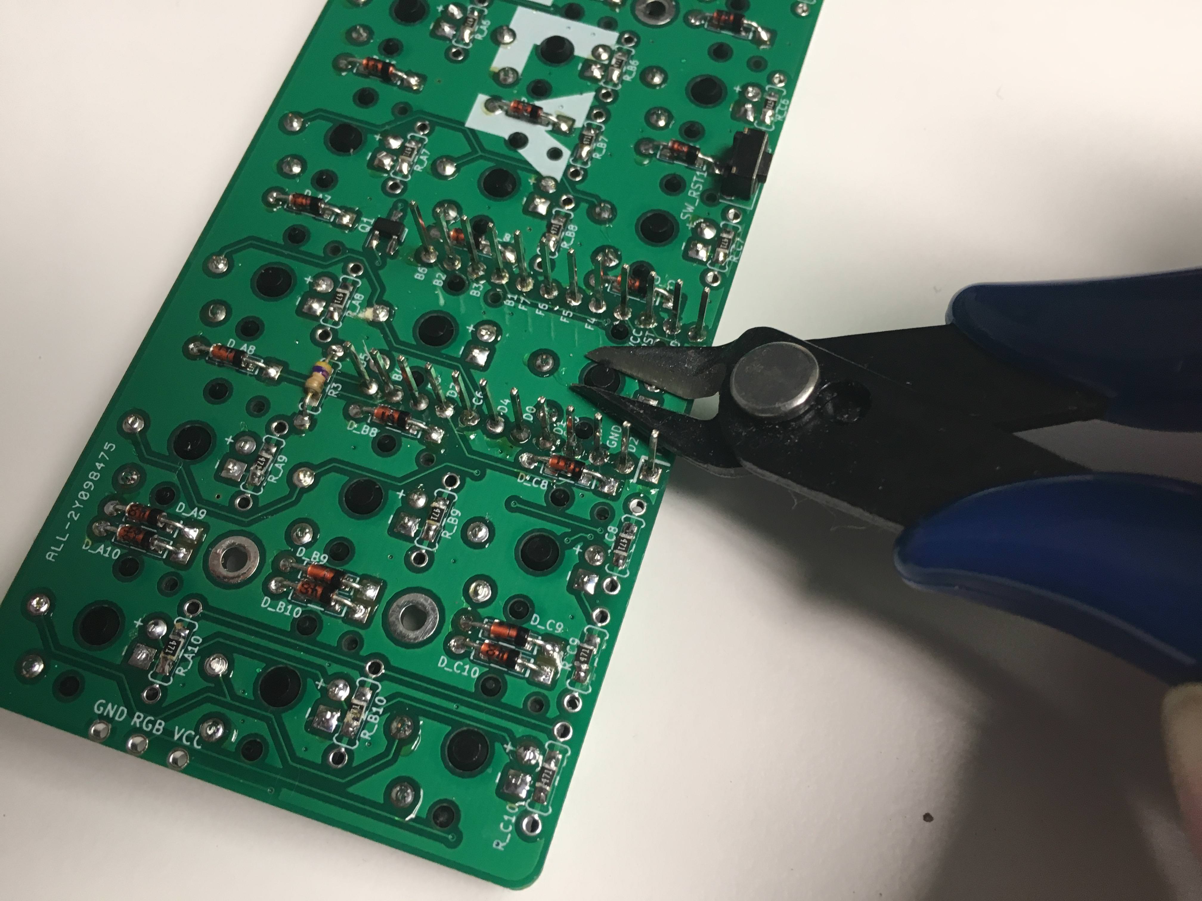 Clipping switch pins near Pro Micro area