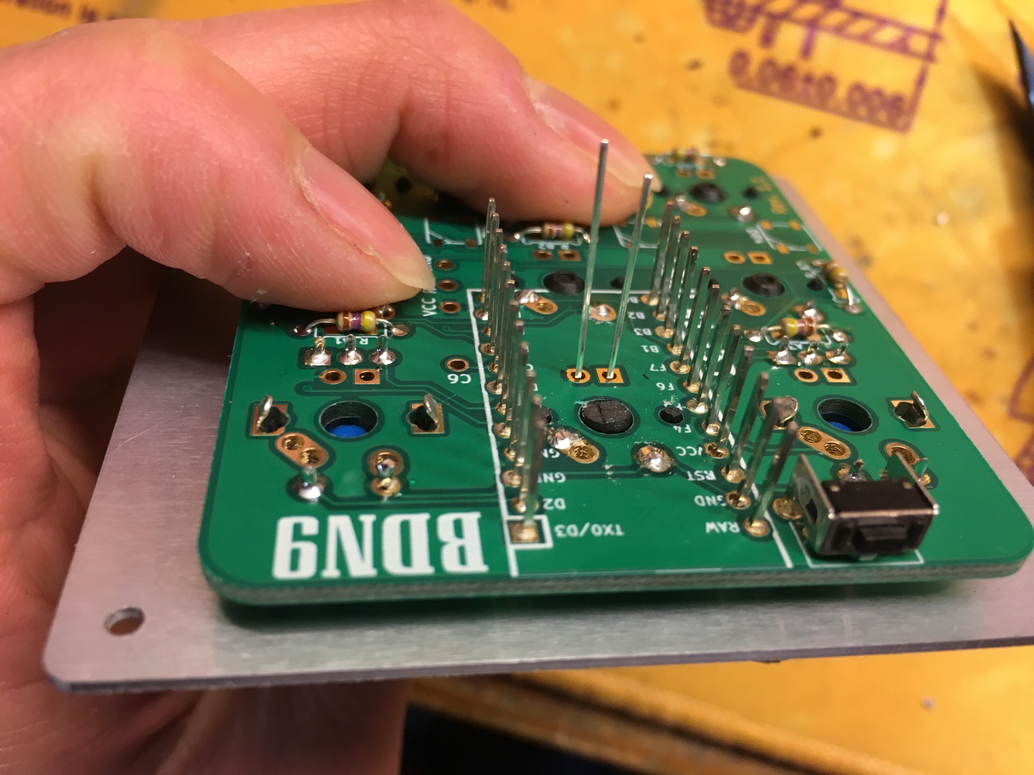 LED legs inserted through switch
