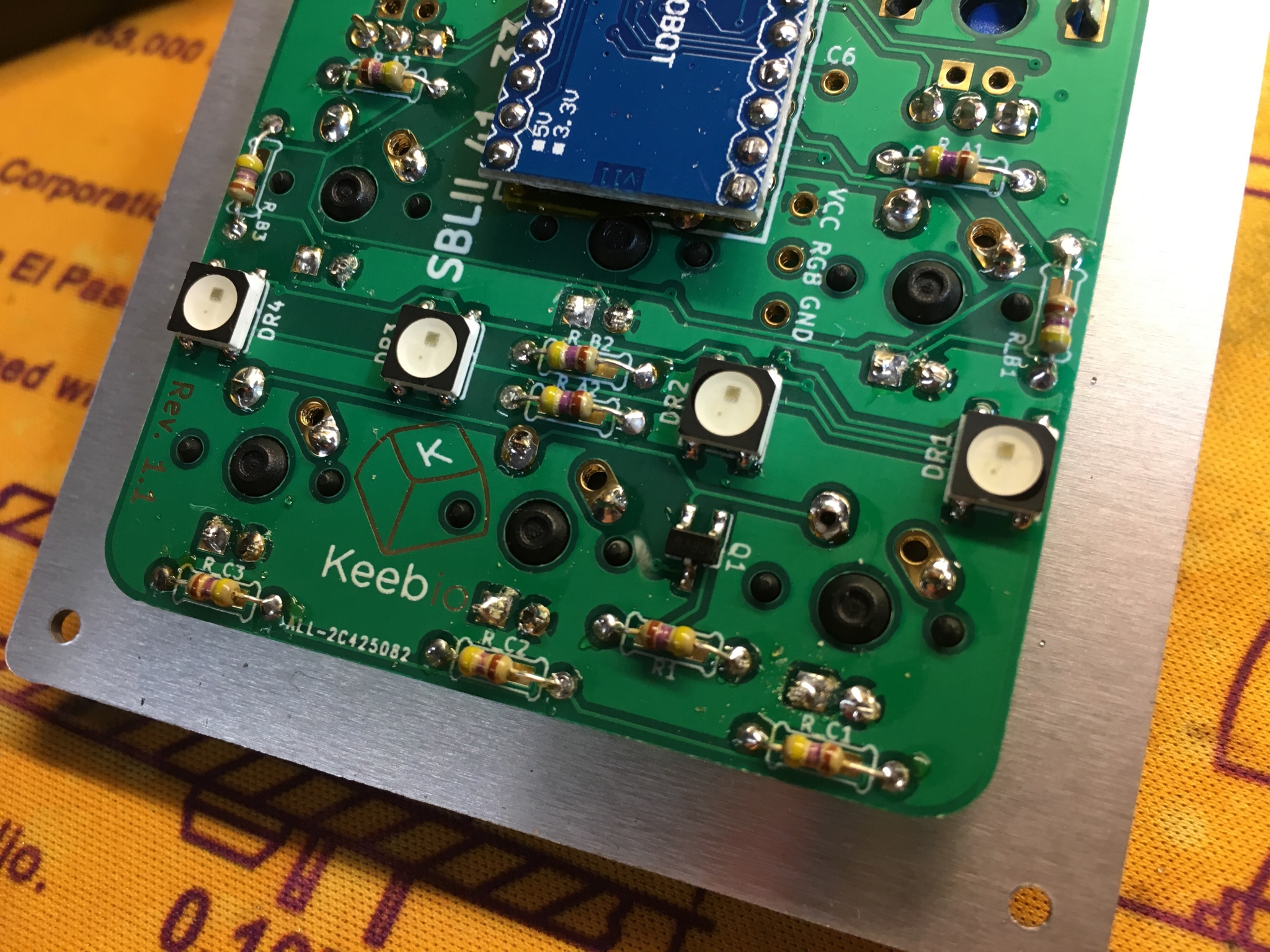 RGB LEDs fully soldered on PCB