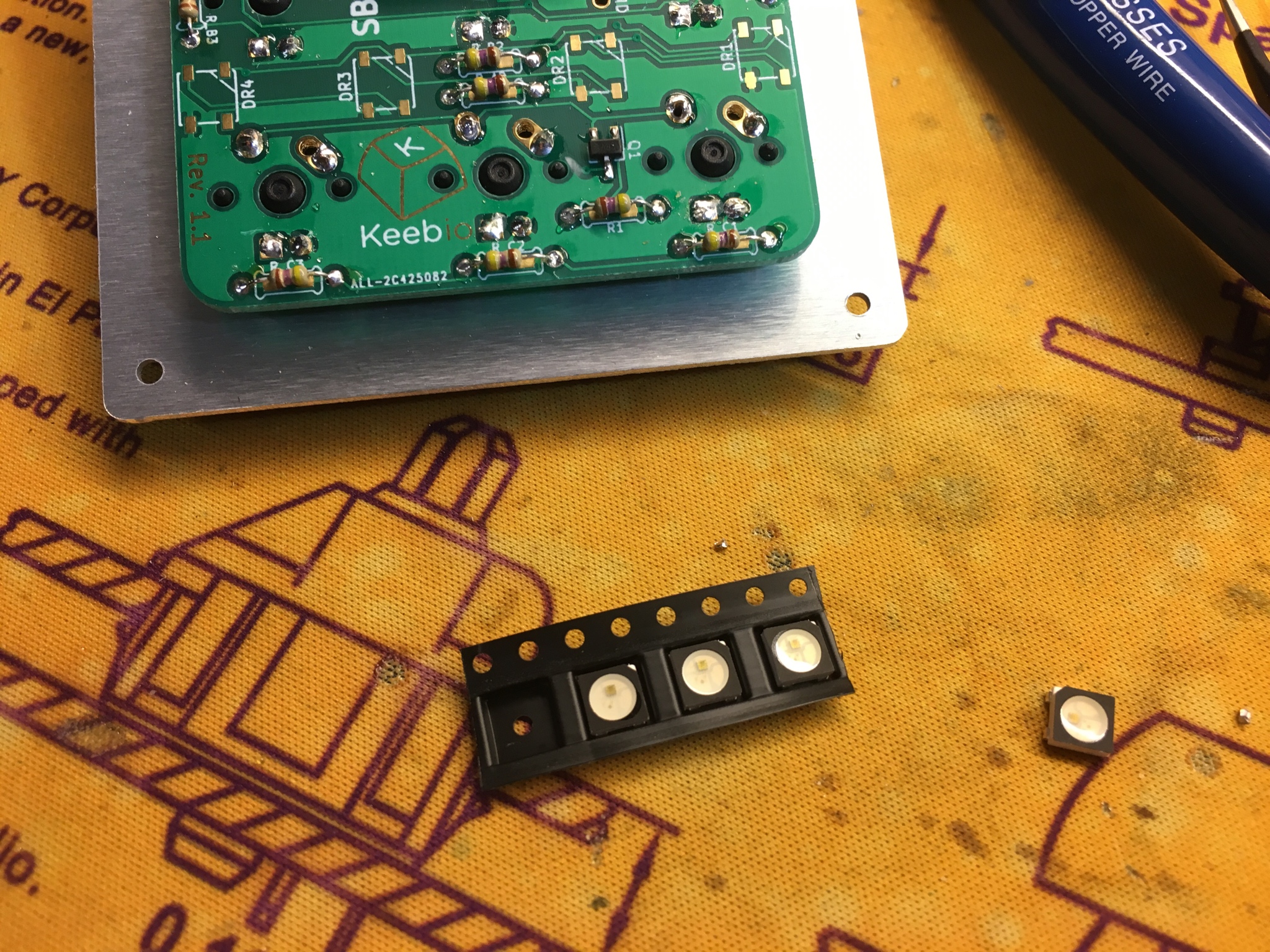 WS2812B RGB LEDs Next to PCB