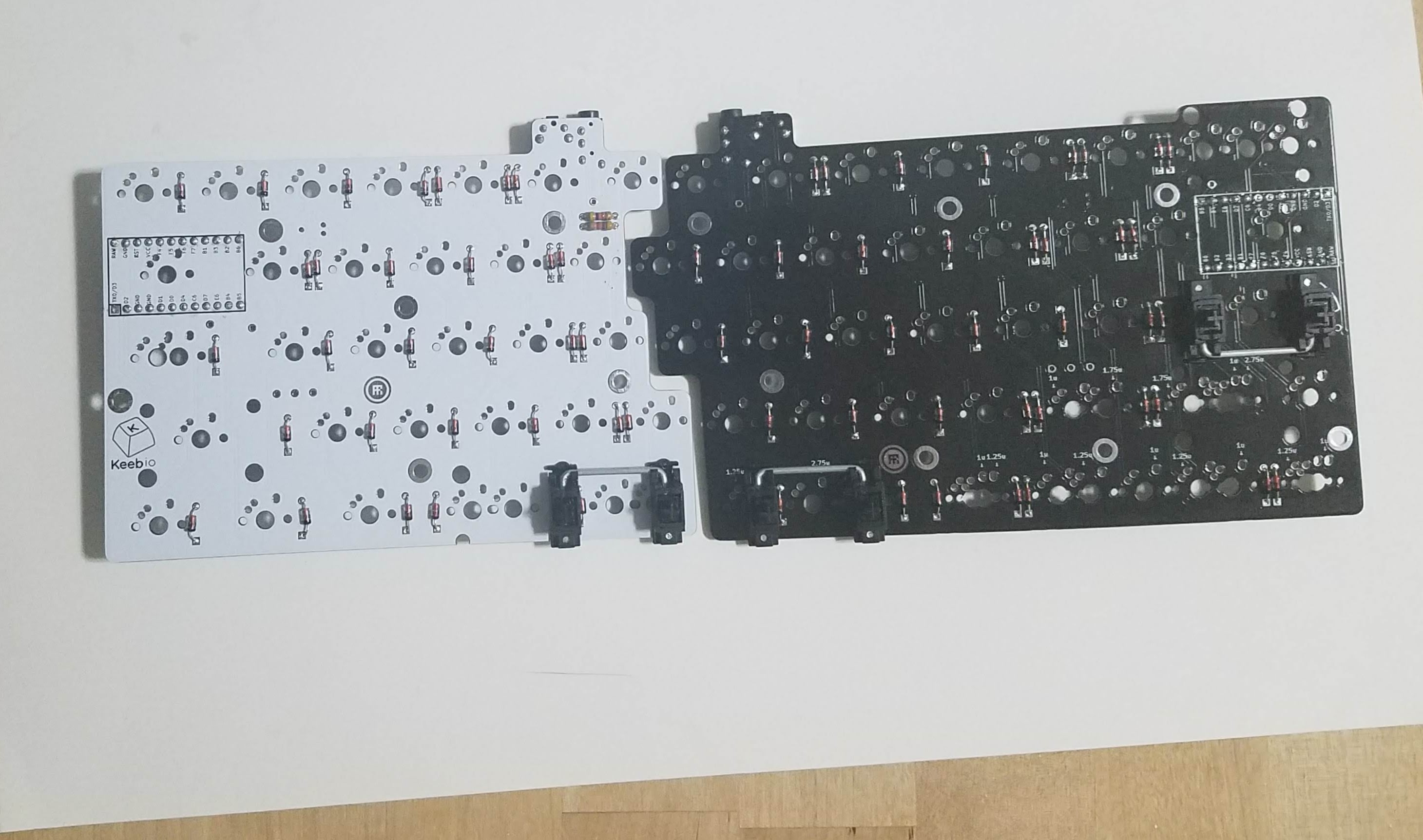 PCB with stabilizers installed