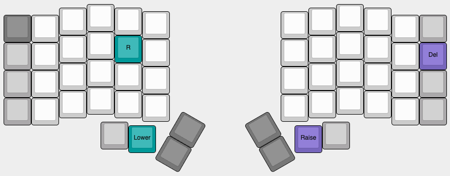 Keymap showing QK_BOOT key locations