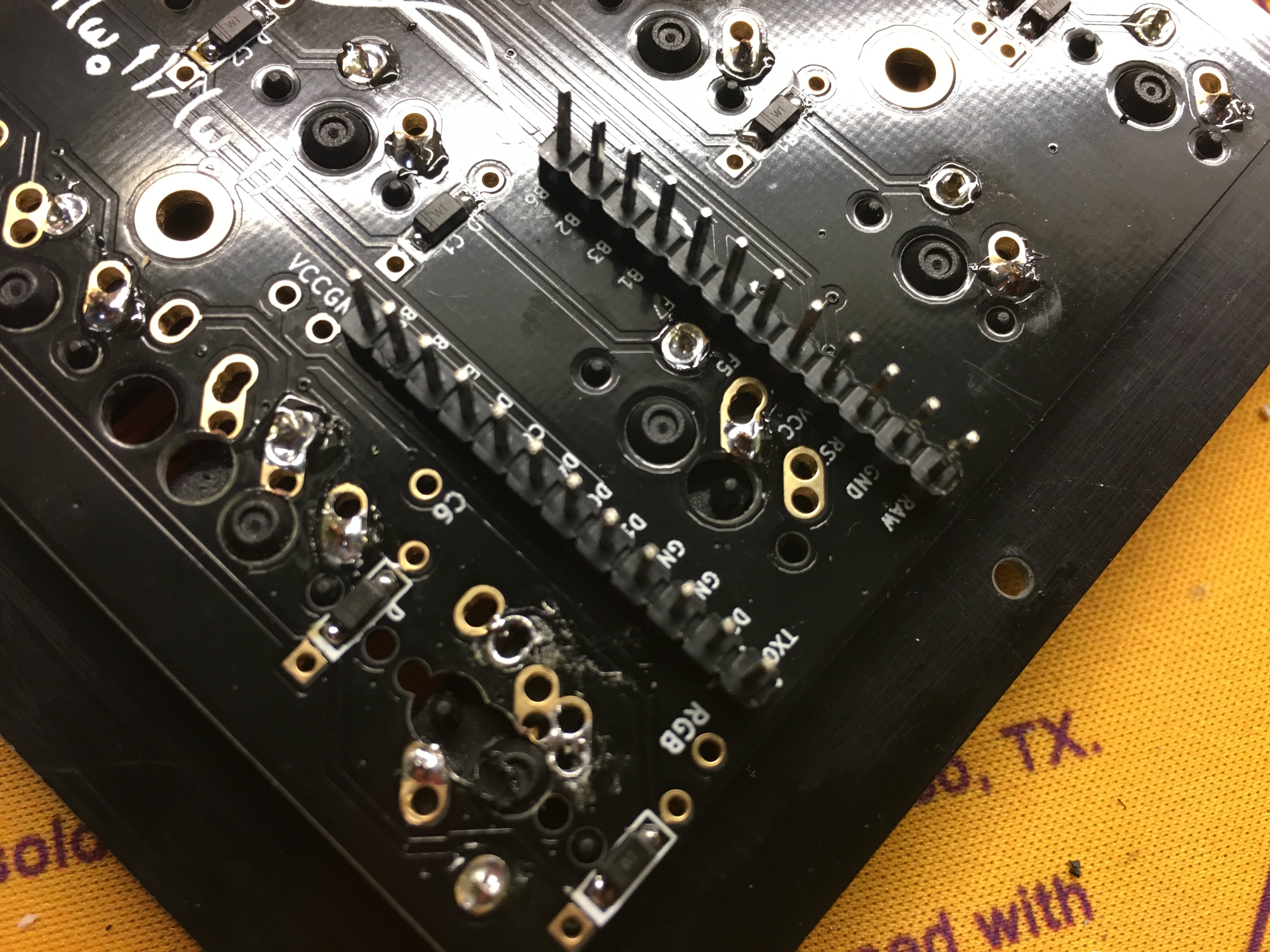 PCB Underside with Header Pins
