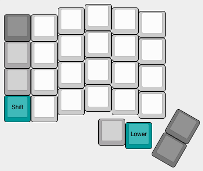 Keymap showing Lower and Shift for RGB off