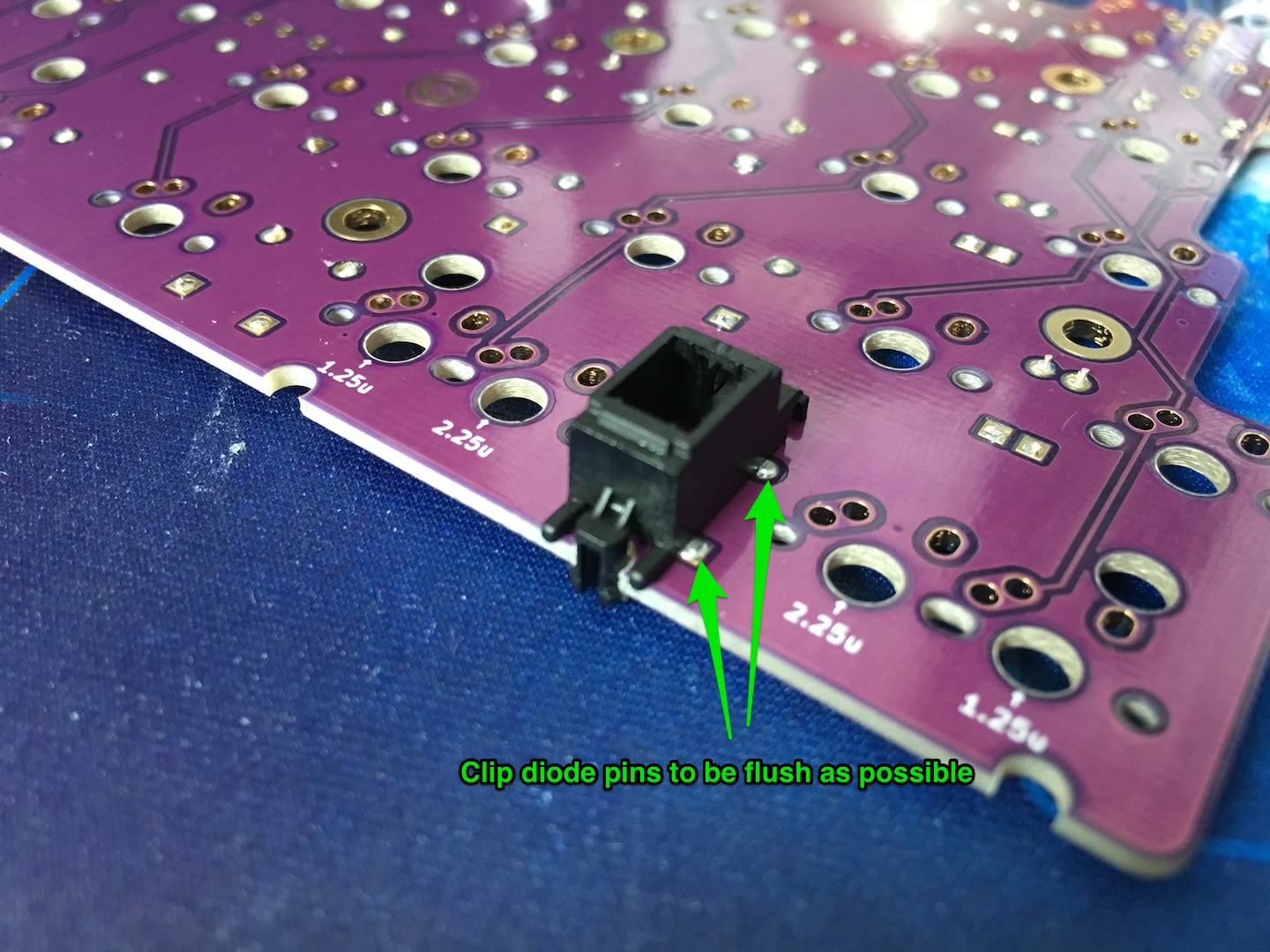 Stabilizer mount next to diode with clipping annotation